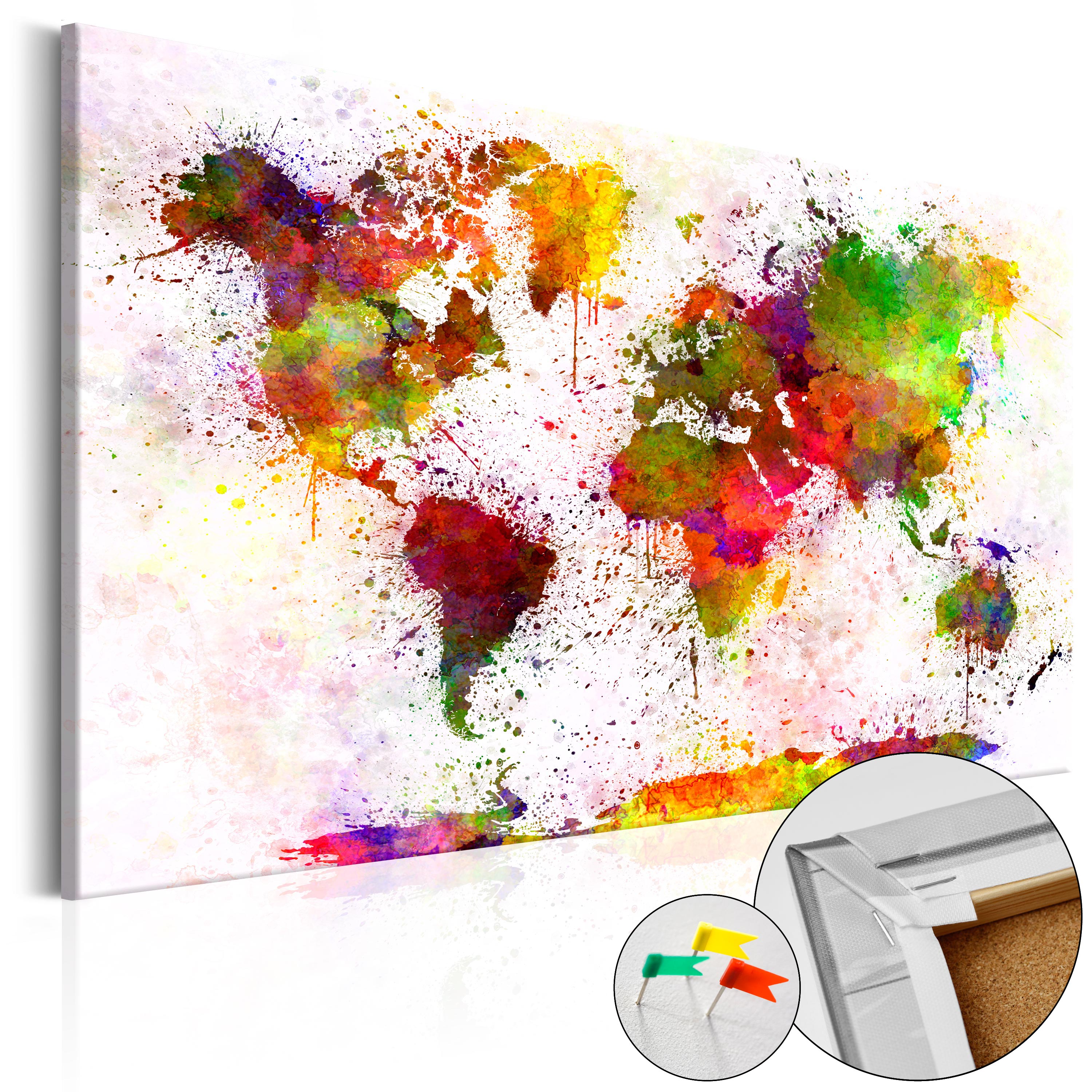 Decorative Pinboard - Artistic World [Cork Map] - 90x60