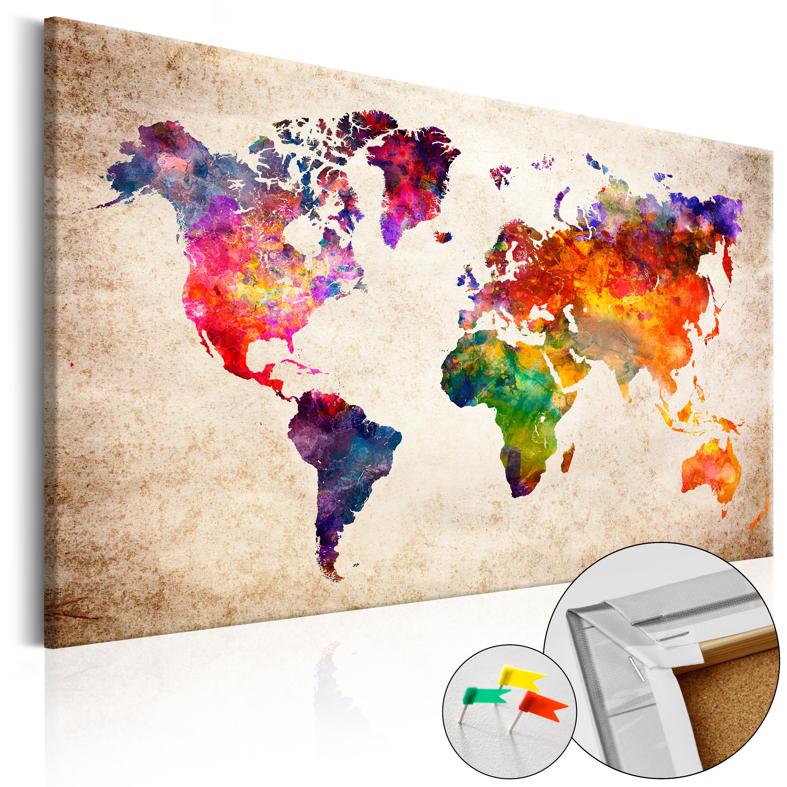 Decorative Pinboard - Colourful Universe  [Cork Map] - 90x60