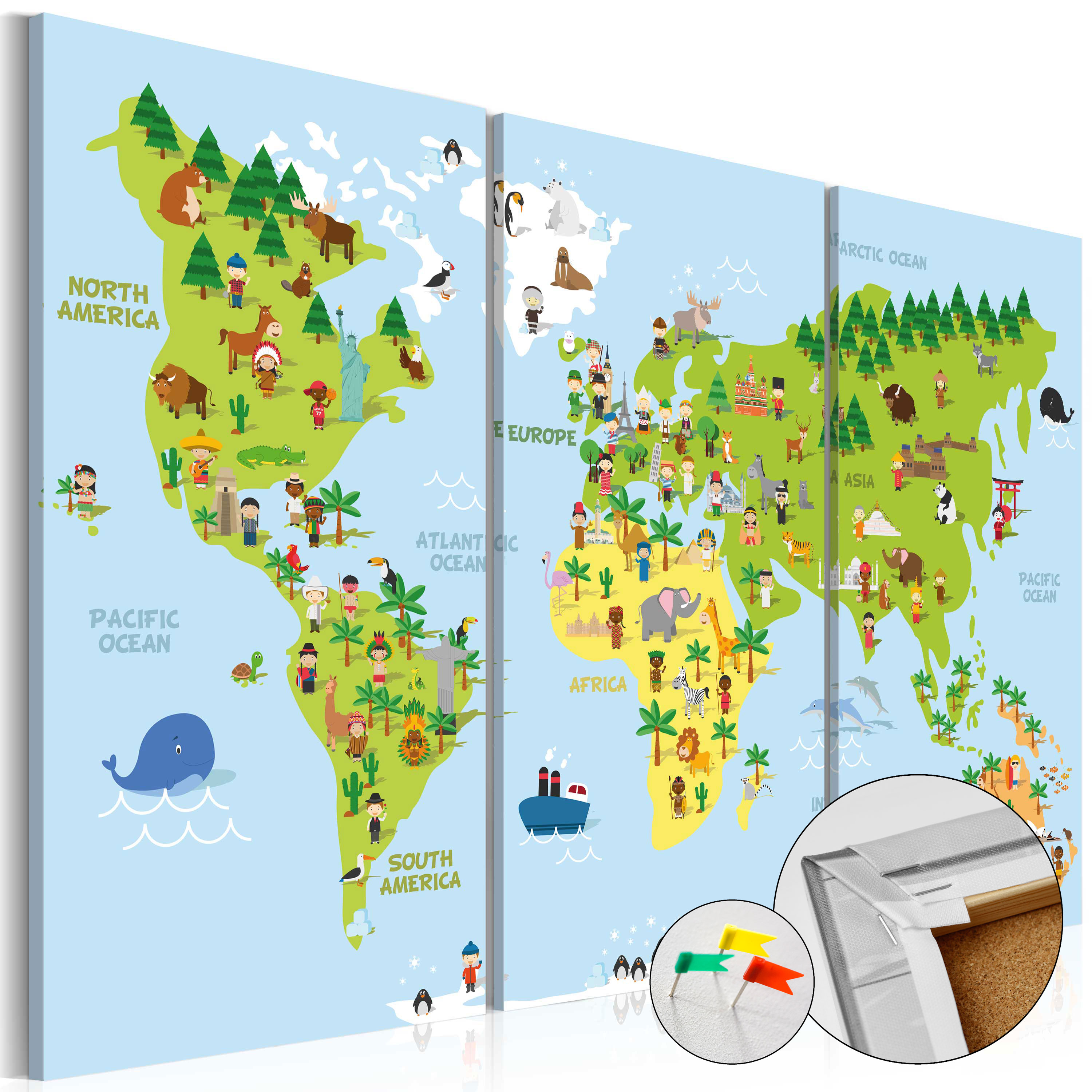 Decorative Pinboard - Children's World [Cork Map] - 120x80
