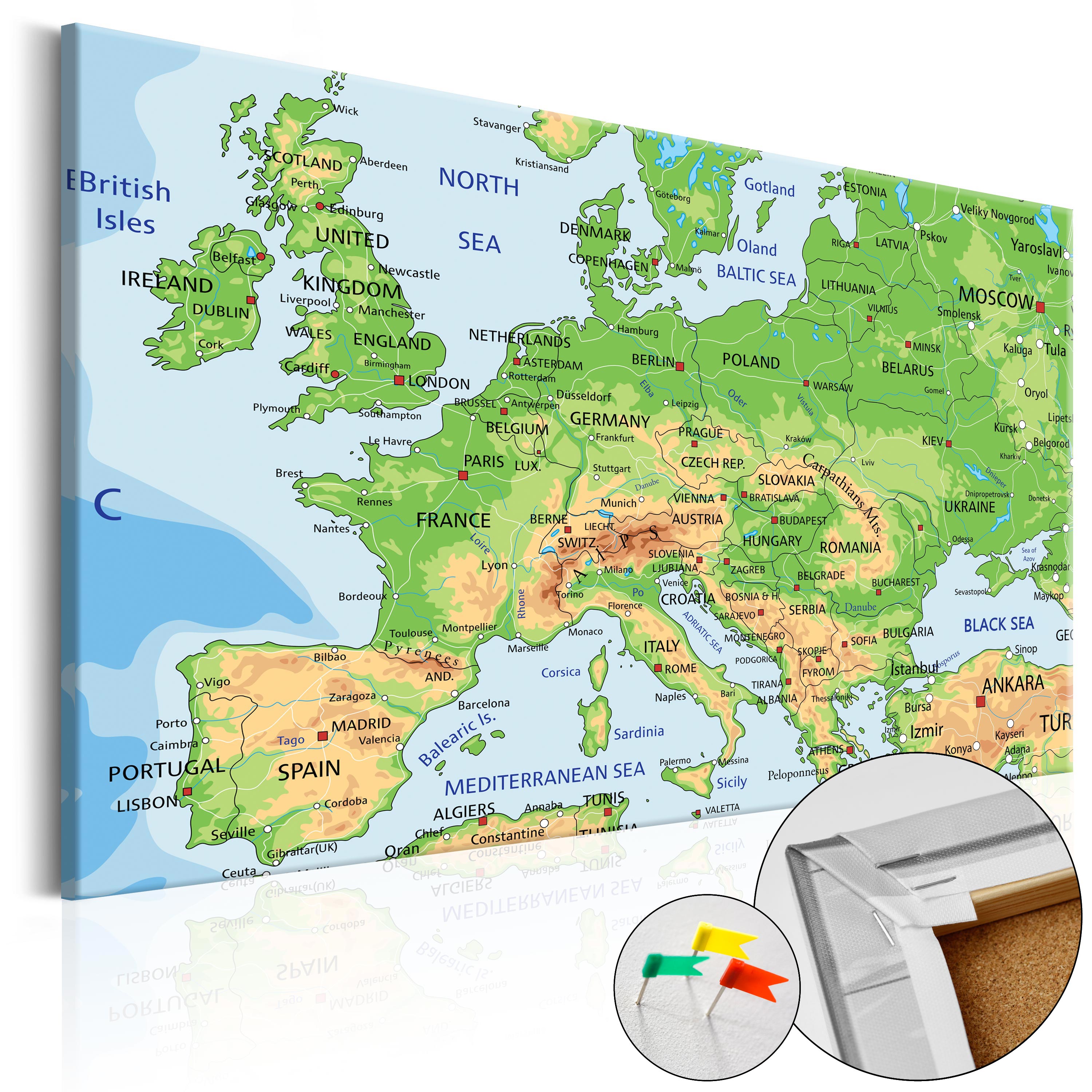Decorative Pinboard - Europe [Cork Map] - 90x60