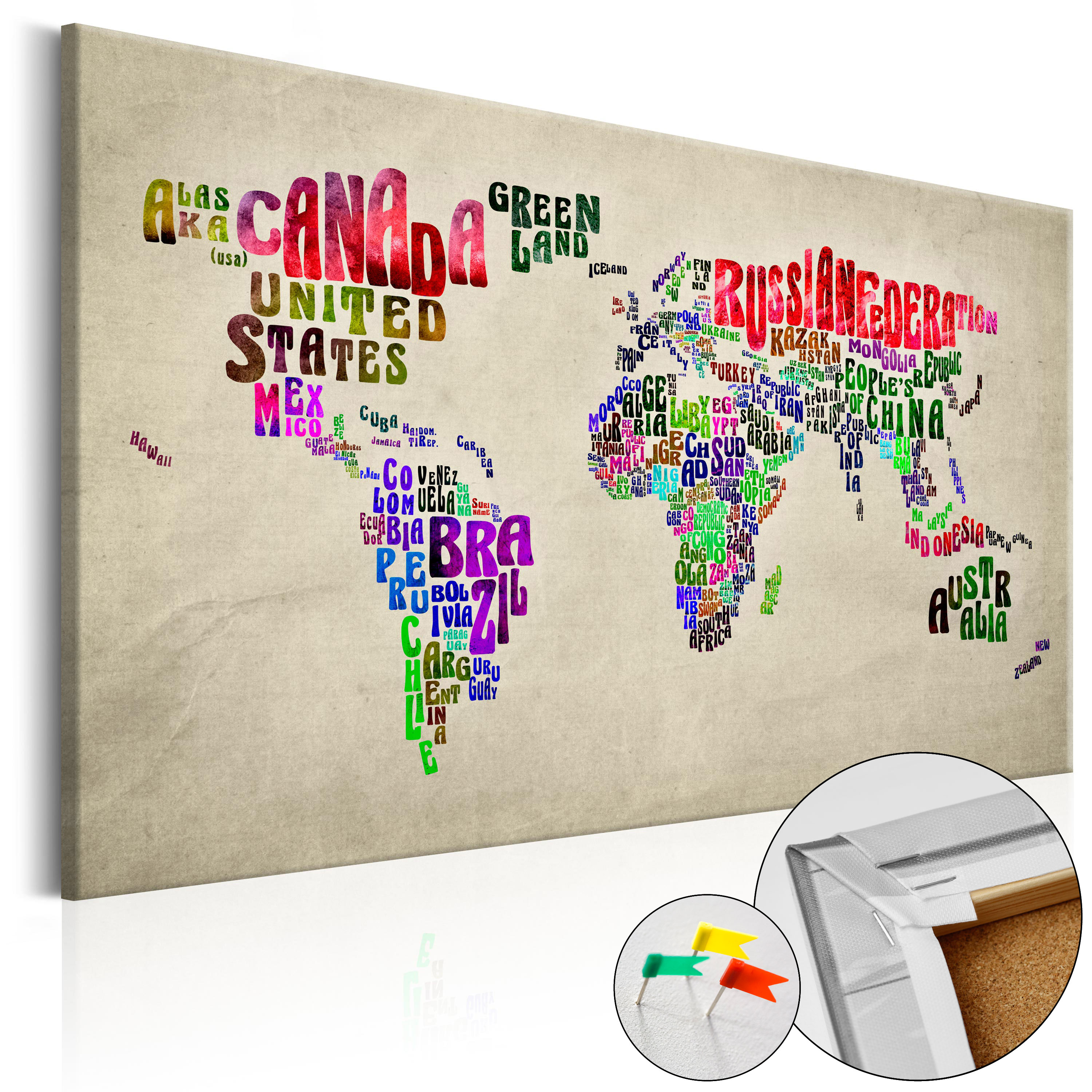 Decorative Pinboard - Global Tournée (EN) [Cork Map] - 60x40