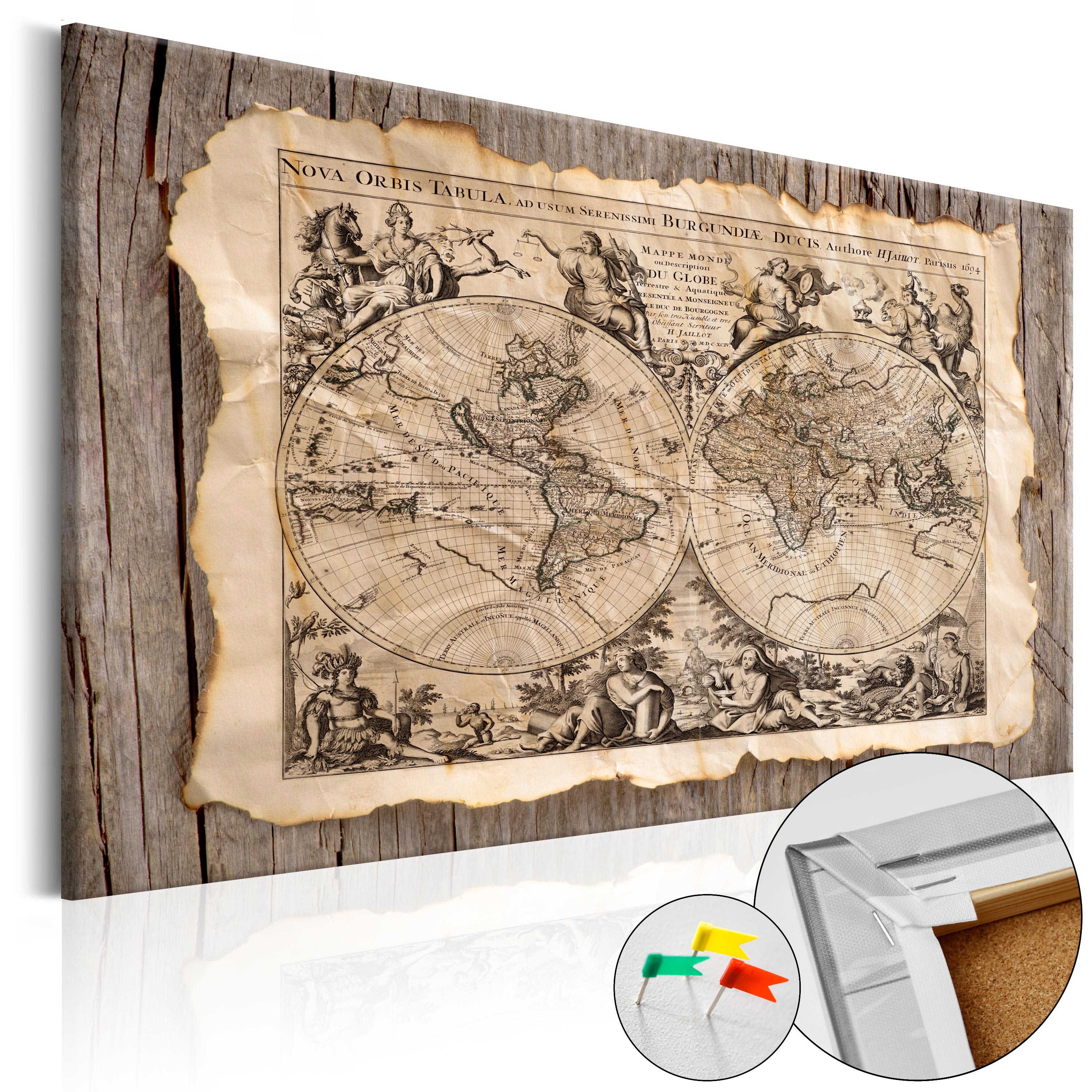 Decorative Pinboard - Map of the Past [Cork Map] - 90x60