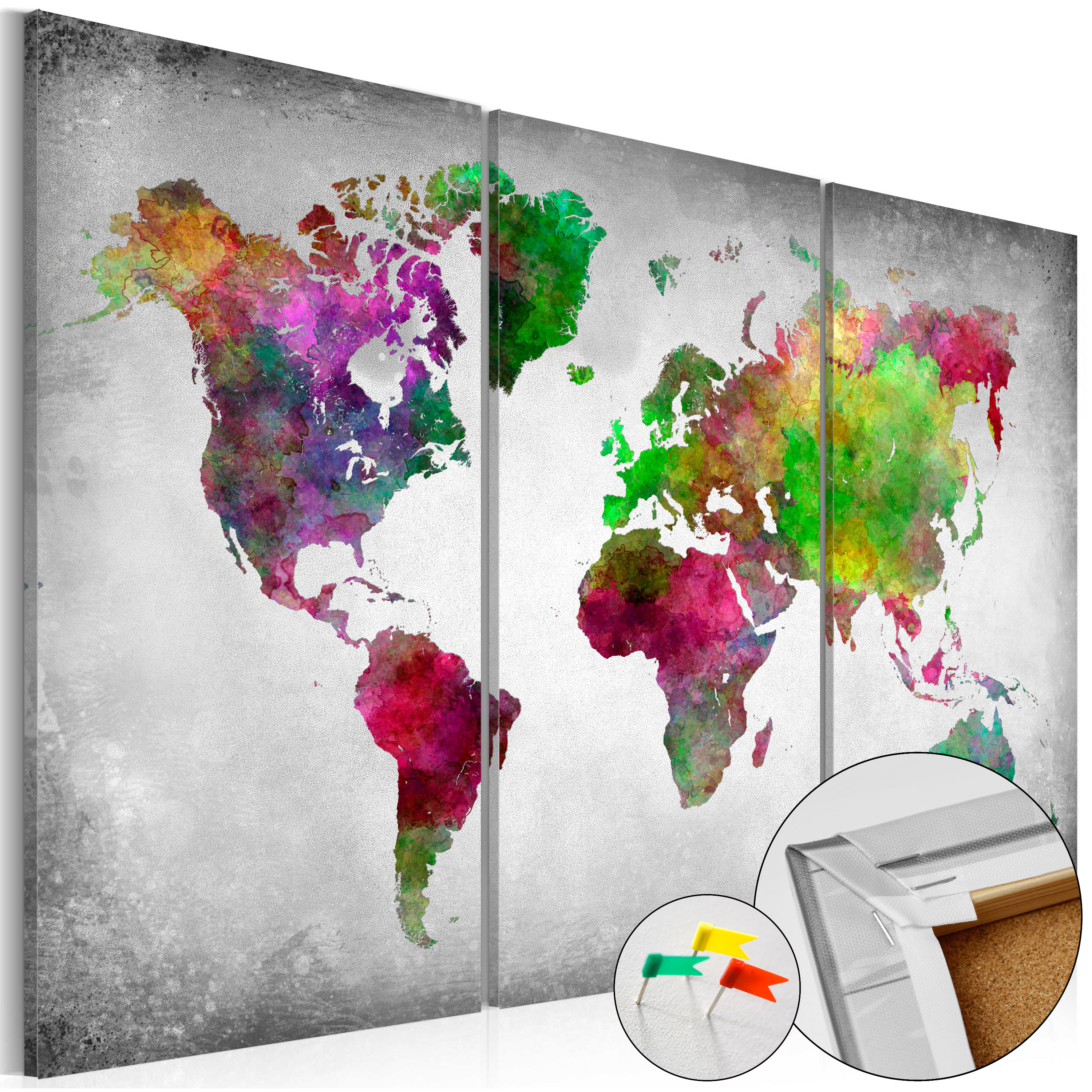 Decorative Pinboard - Diversity of World [Cork Map] - 120x80