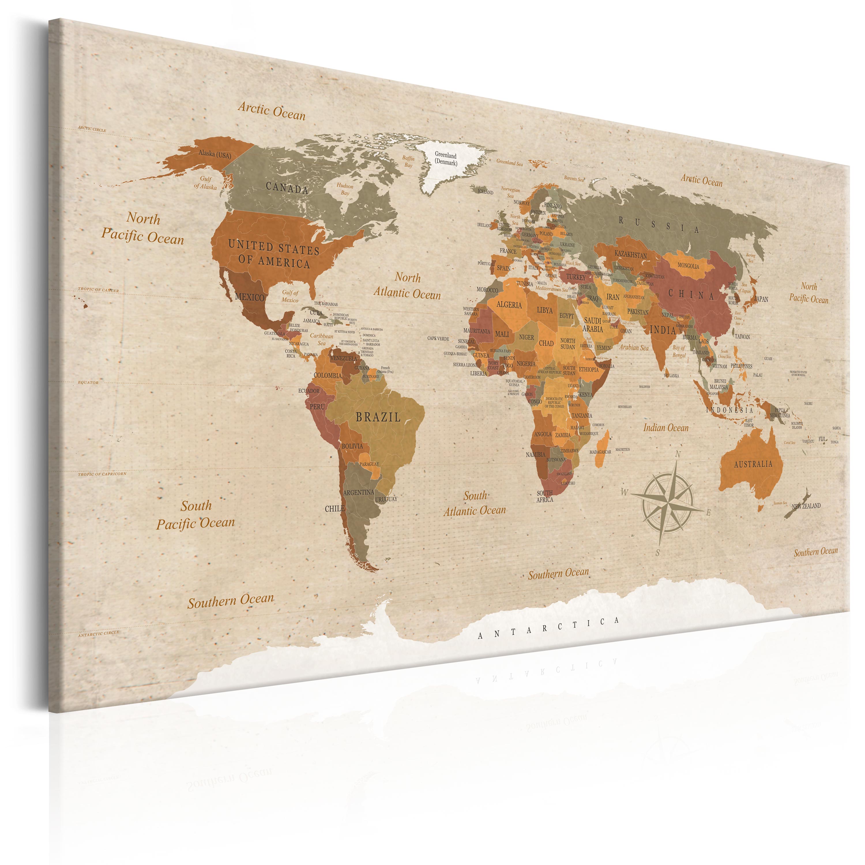 World Map Pinboard Cork Board Canvas Print Wall Art Picture Home k-C-0048-p-b