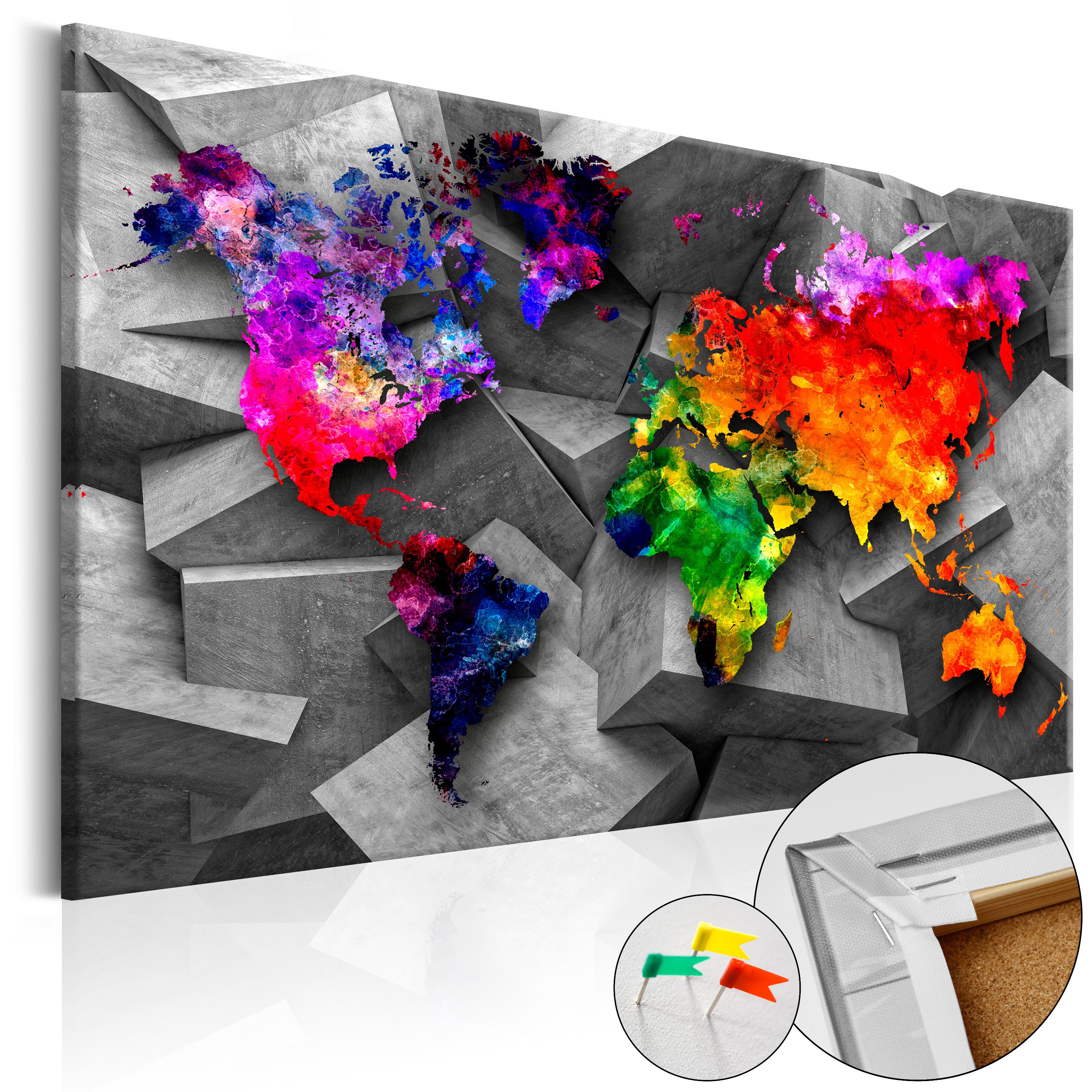 Decorative Pinboard - Cubic World [Cork Map] - 120x80