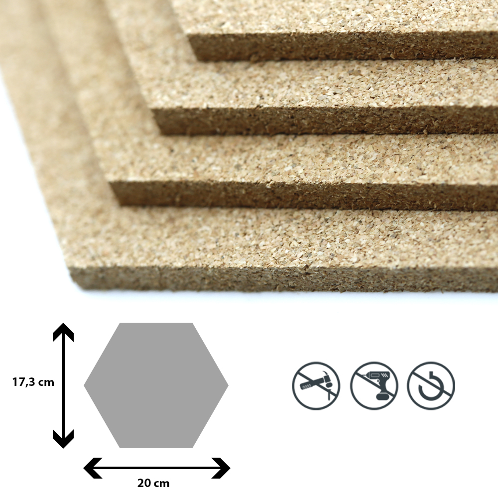 Pinnwand Hexagon Selbstklebend Korktafel Korkplatte Korkwand Memoboard