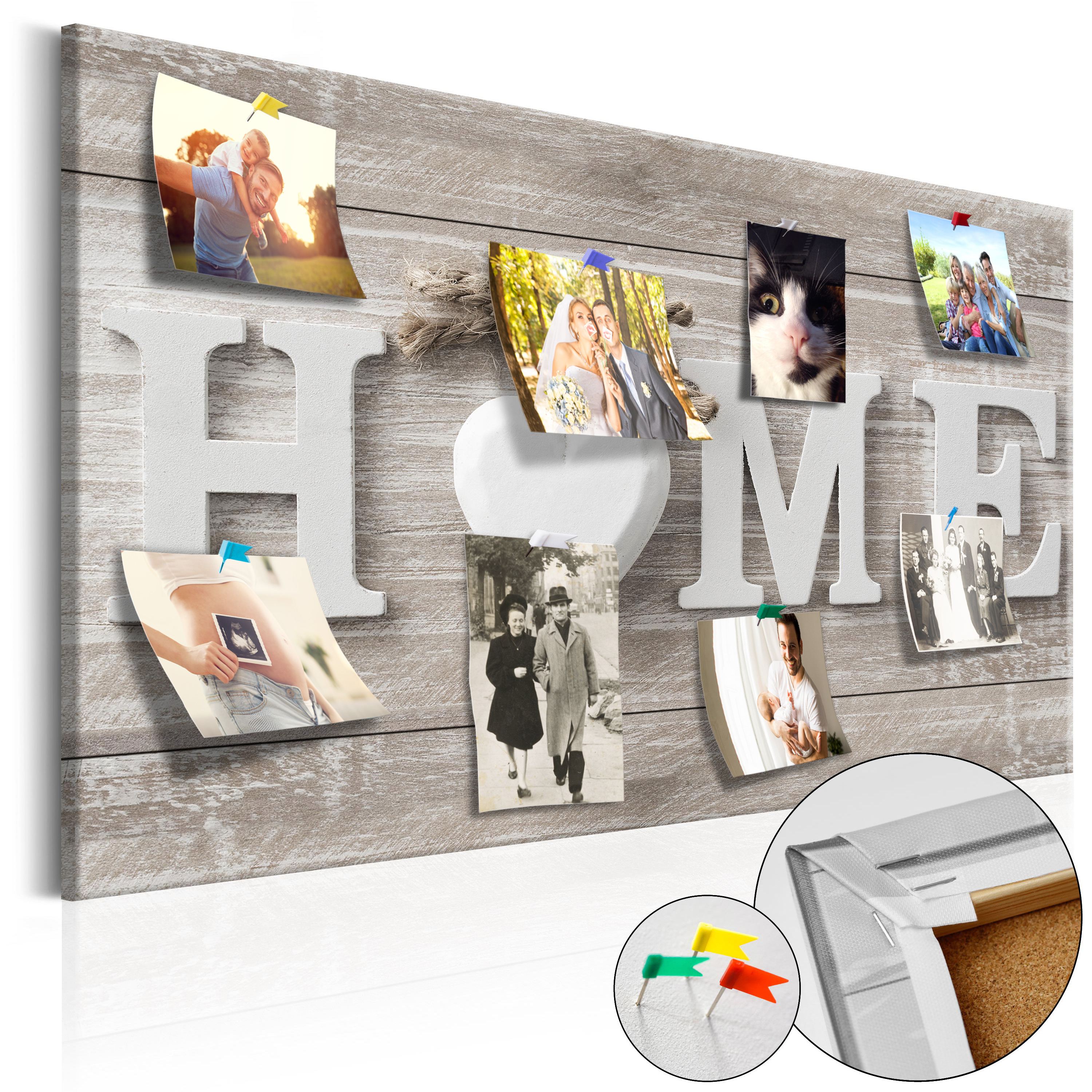 FOTOTAPETY ŚCIENNE PŁÓTNO CORK PIN BOARD ZDJĘCIA RAMKA NA ZDJĘCIA XXL m-A-0686-p-a Obfite klasyki