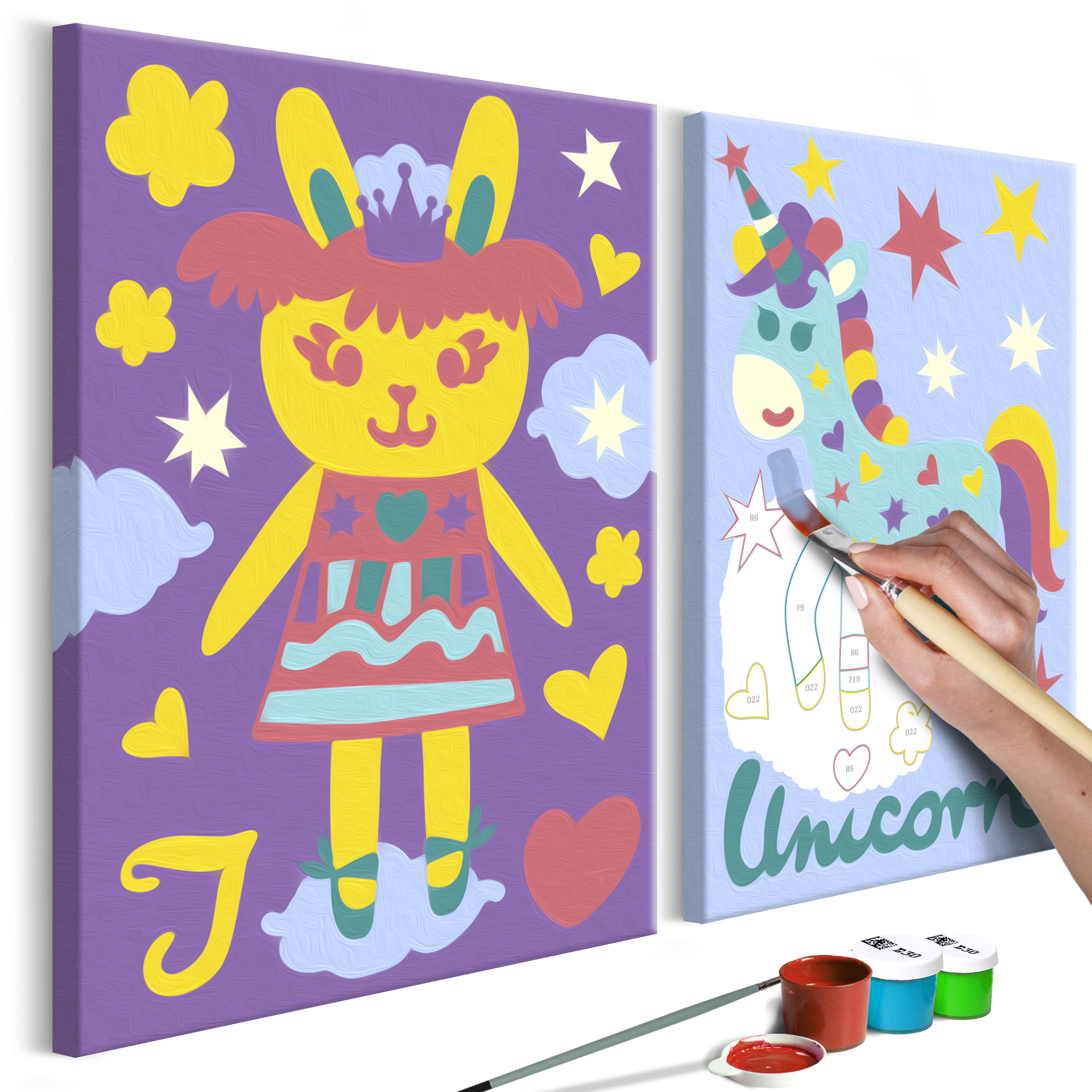 DIY canvas painting - Rabbit & Unicorn - 33x23