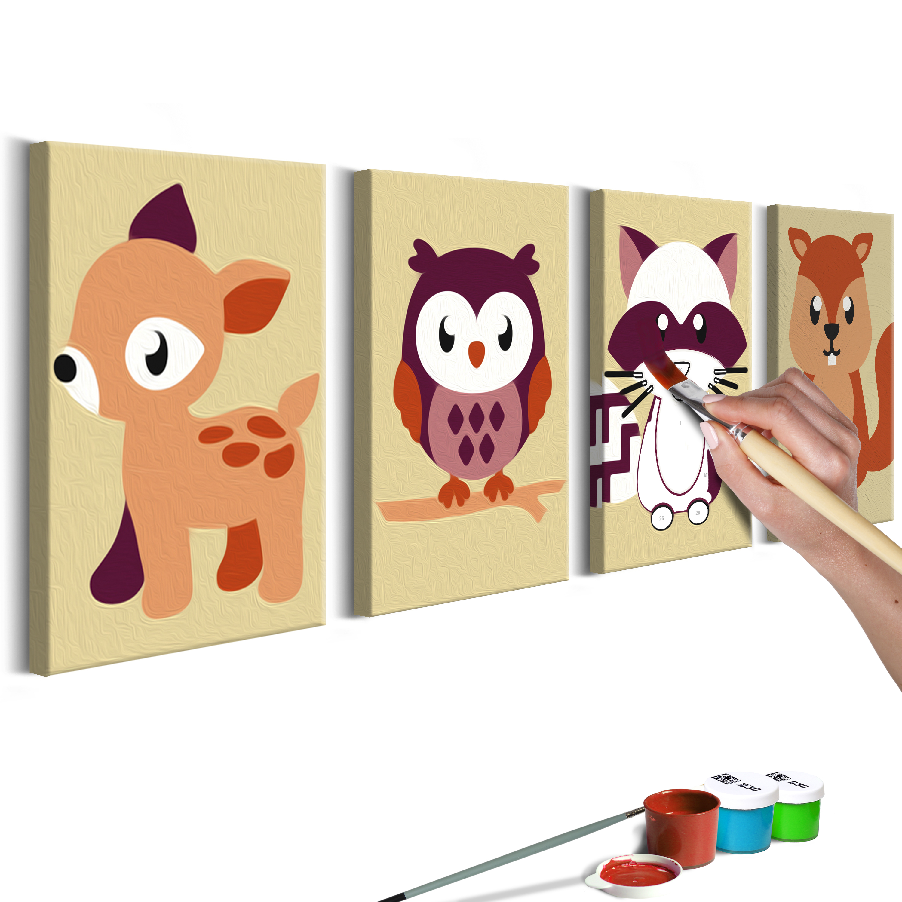 DIY canvas painting - Forest Animals - 44x16.5