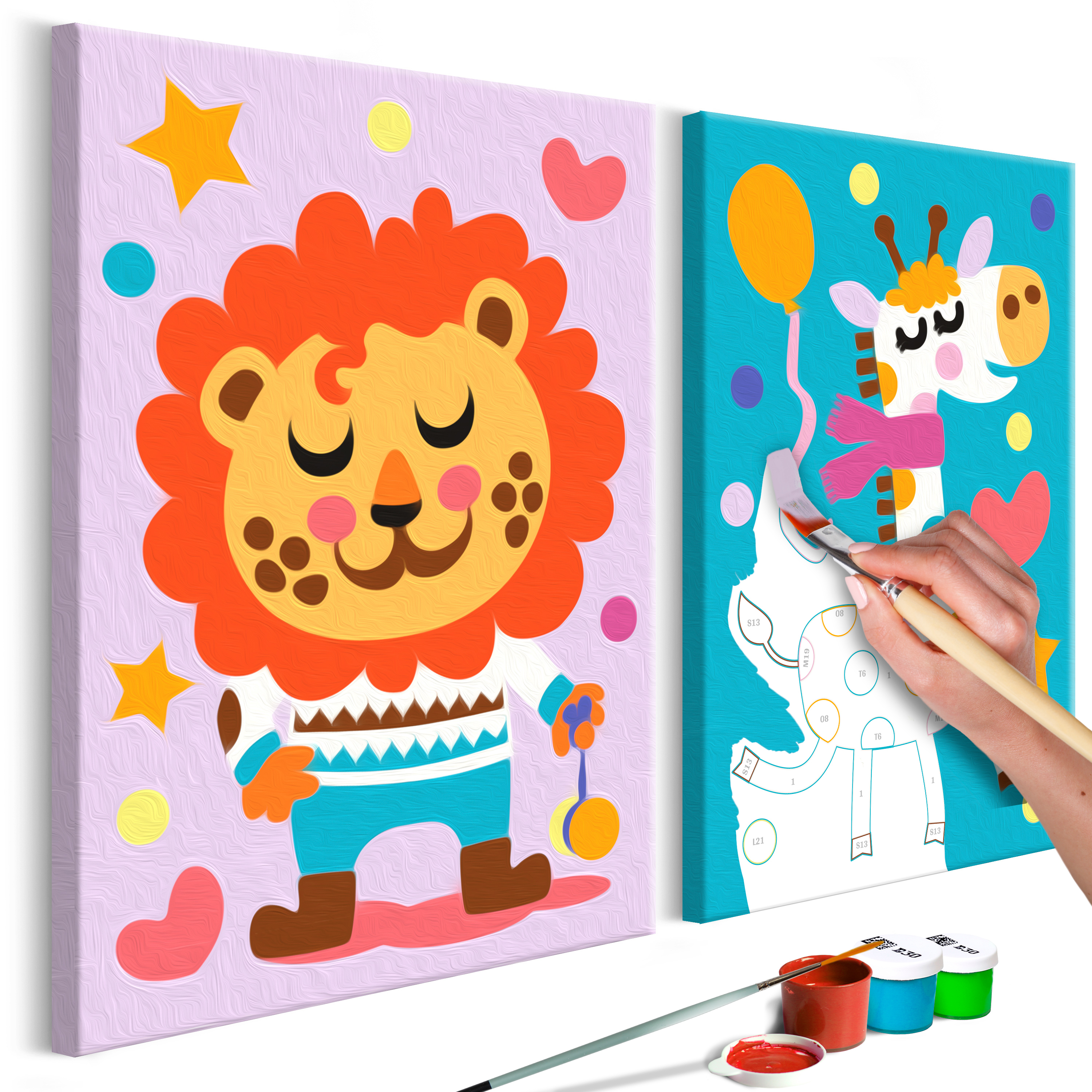 DIY canvas painting - Lion & Giraffe - 33x23