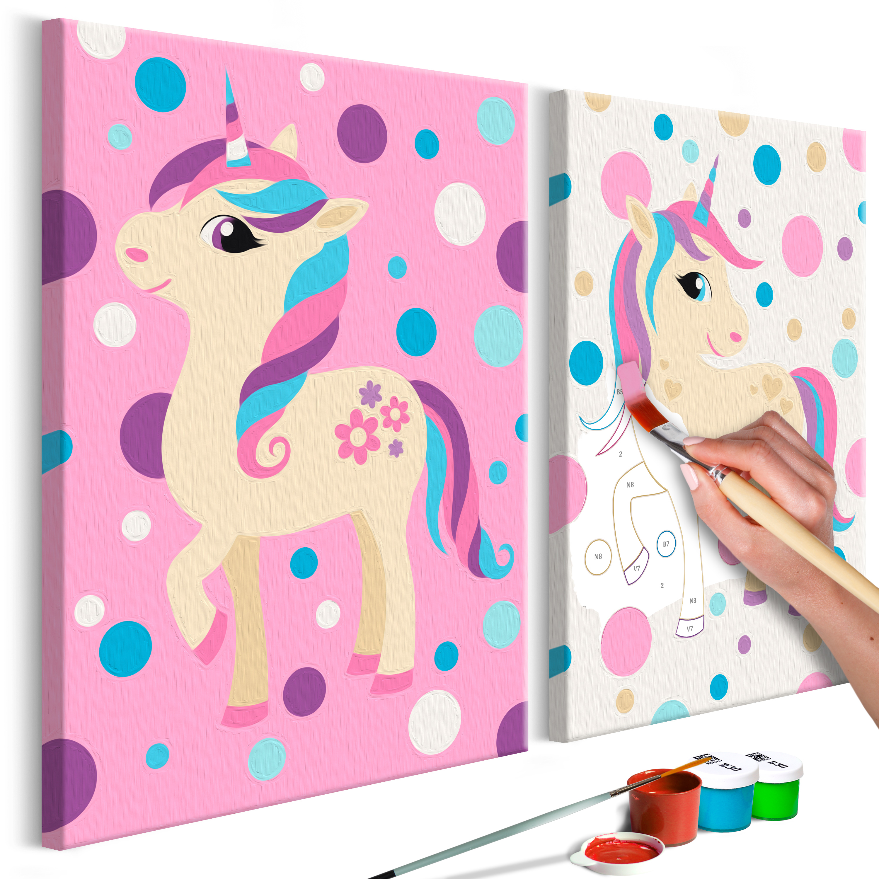 DIY canvas painting - Unicorns (Pastel Colours) - 33x23
