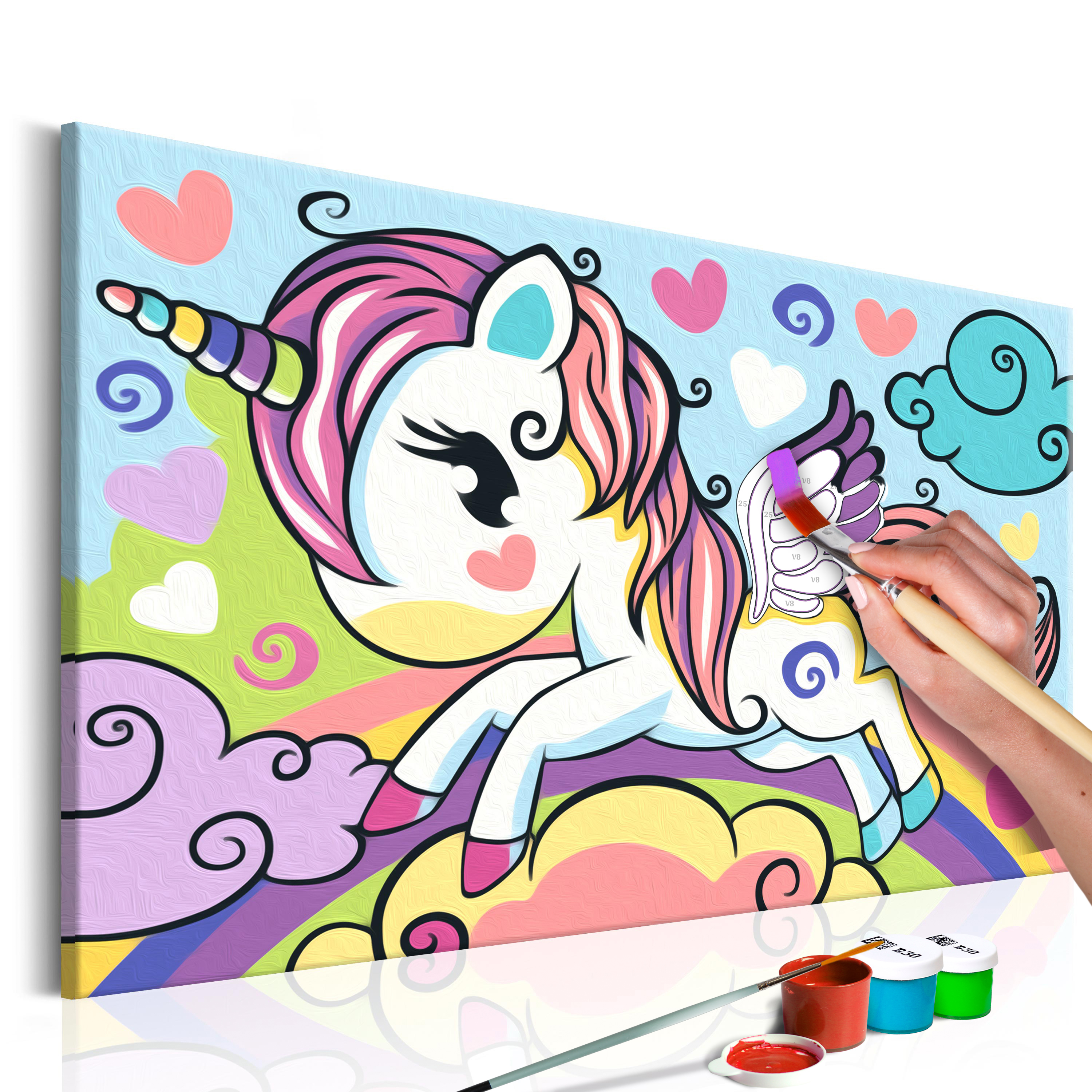 DIY canvas painting - Colourful Unicorn - 33x23