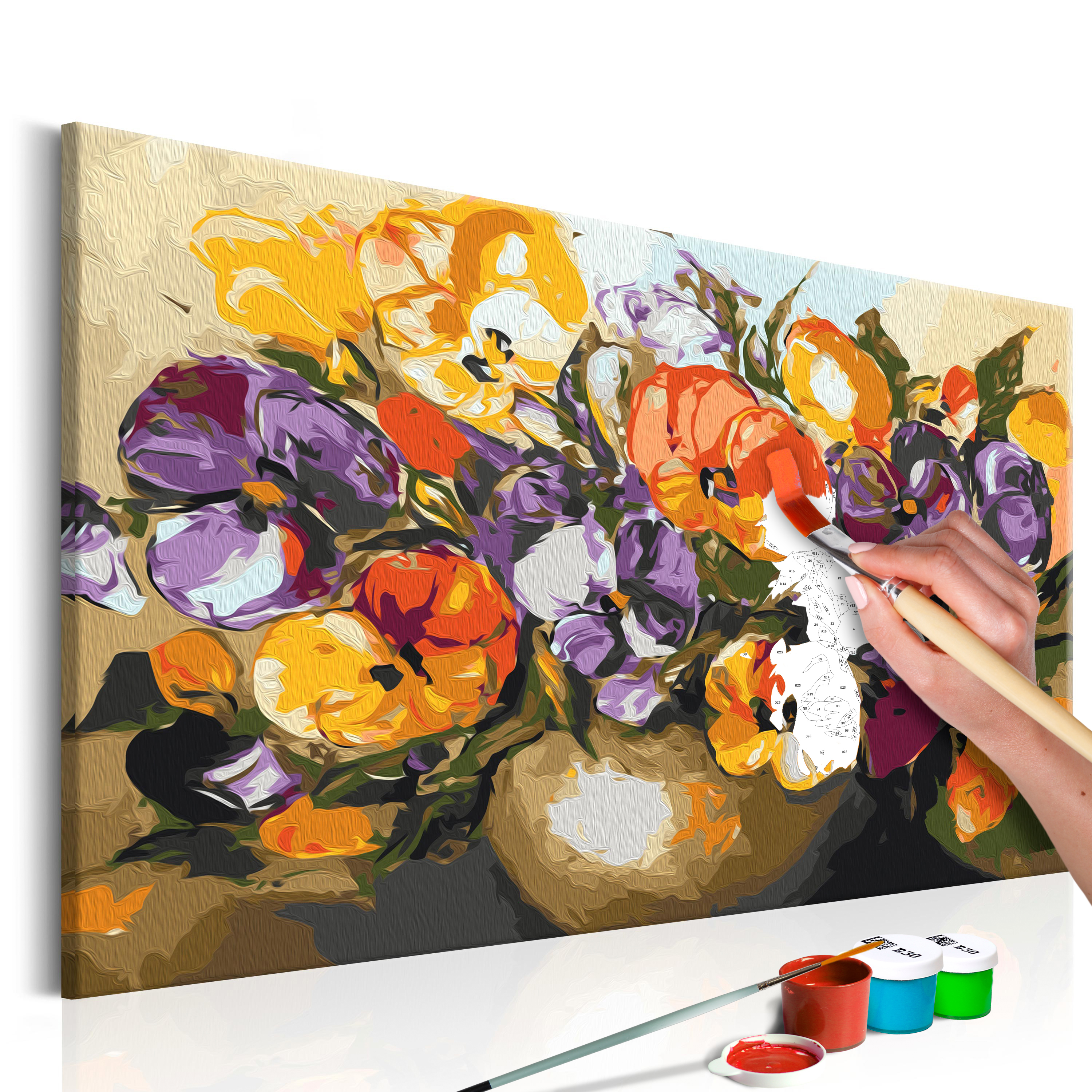 DIY canvas painting - Vase Of Pansies - 60x40