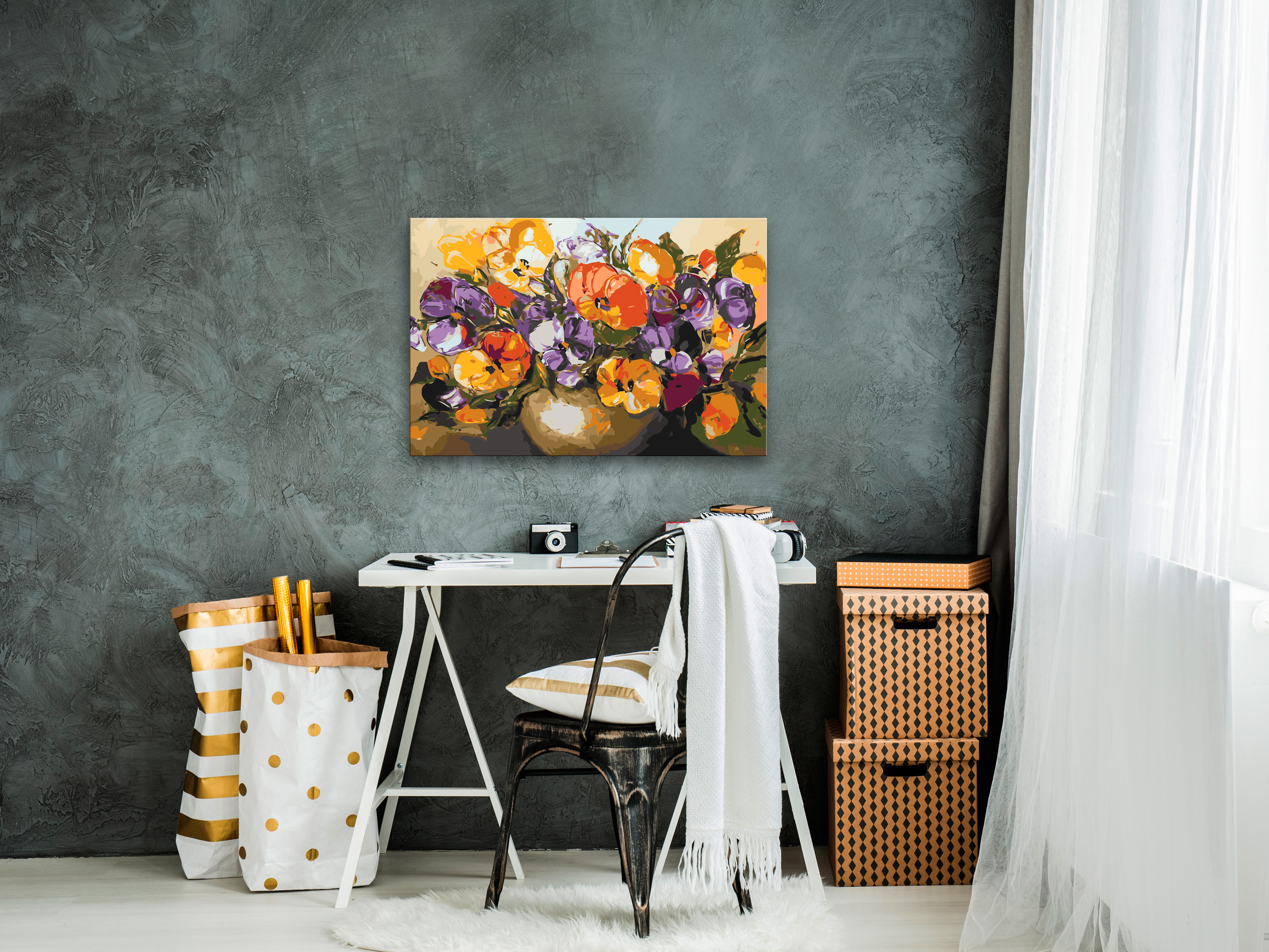 BLUMEN Malen nach Zahlen Erwachsene Wandbild Malset 60x40 n-A-0240-d-a 