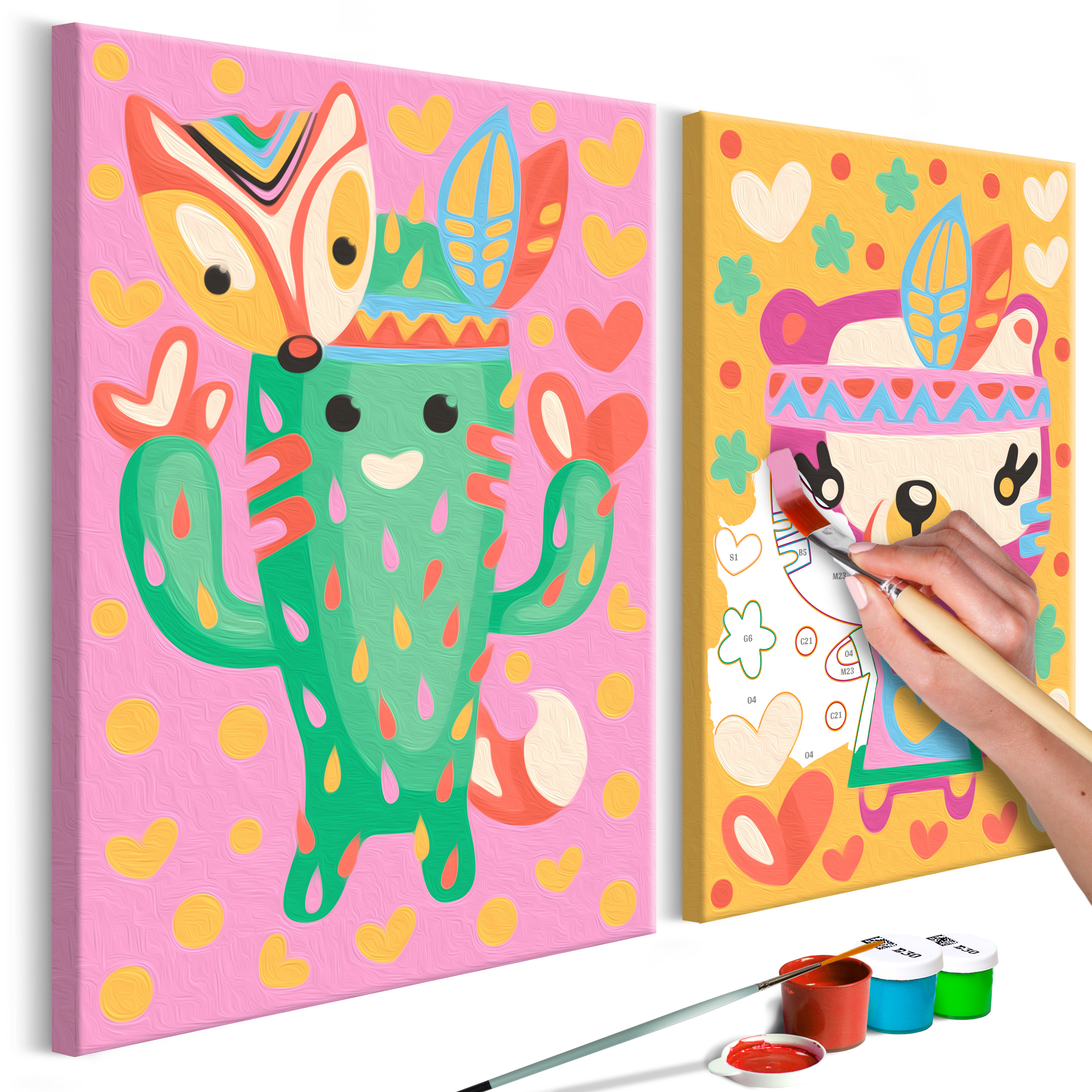 DIY canvas painting - Cactus & Bear - 33x23