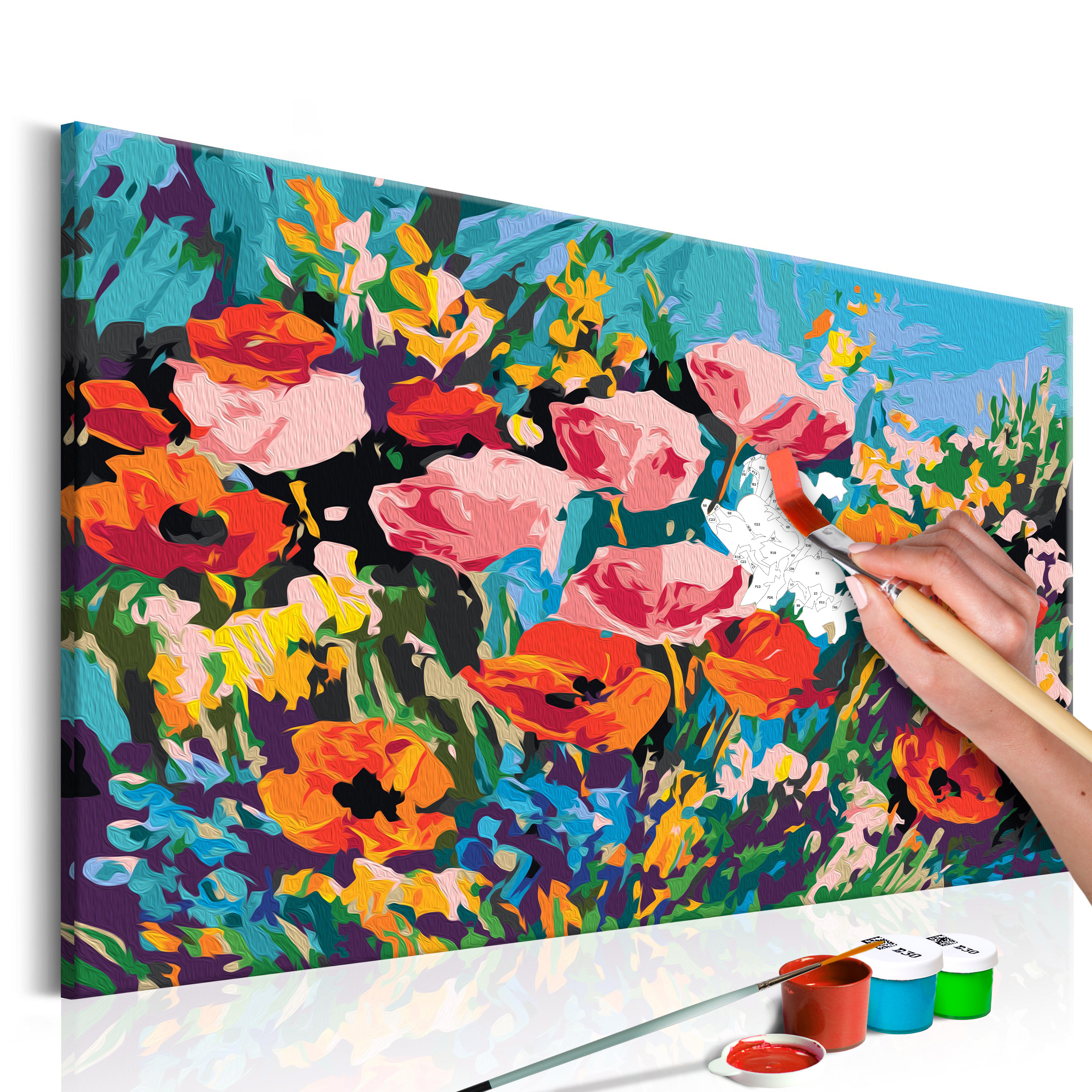 DIY canvas painting - Colourful Meadow Flowers - 60x40