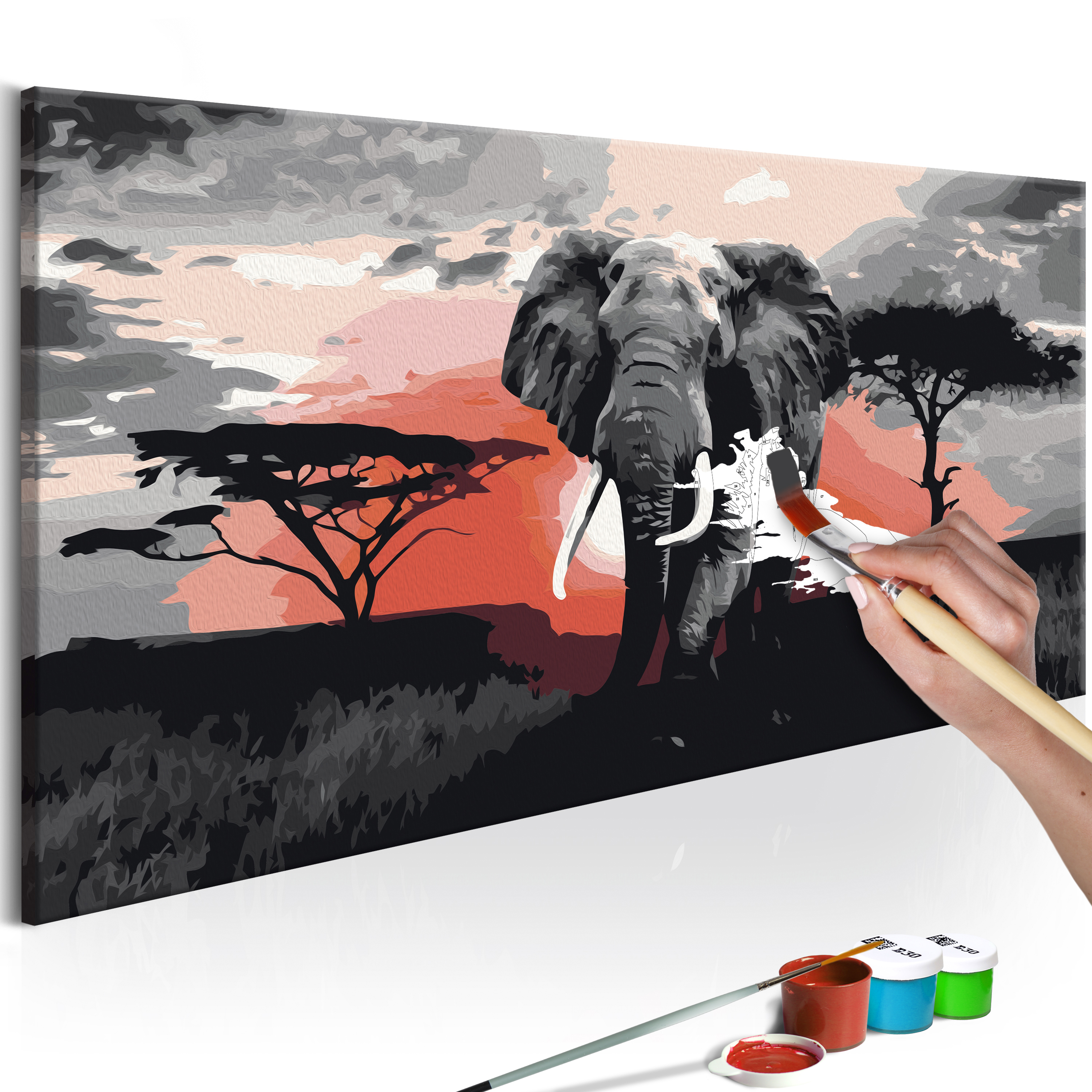 DIY canvas painting - Elephant (Africa) - 80x40