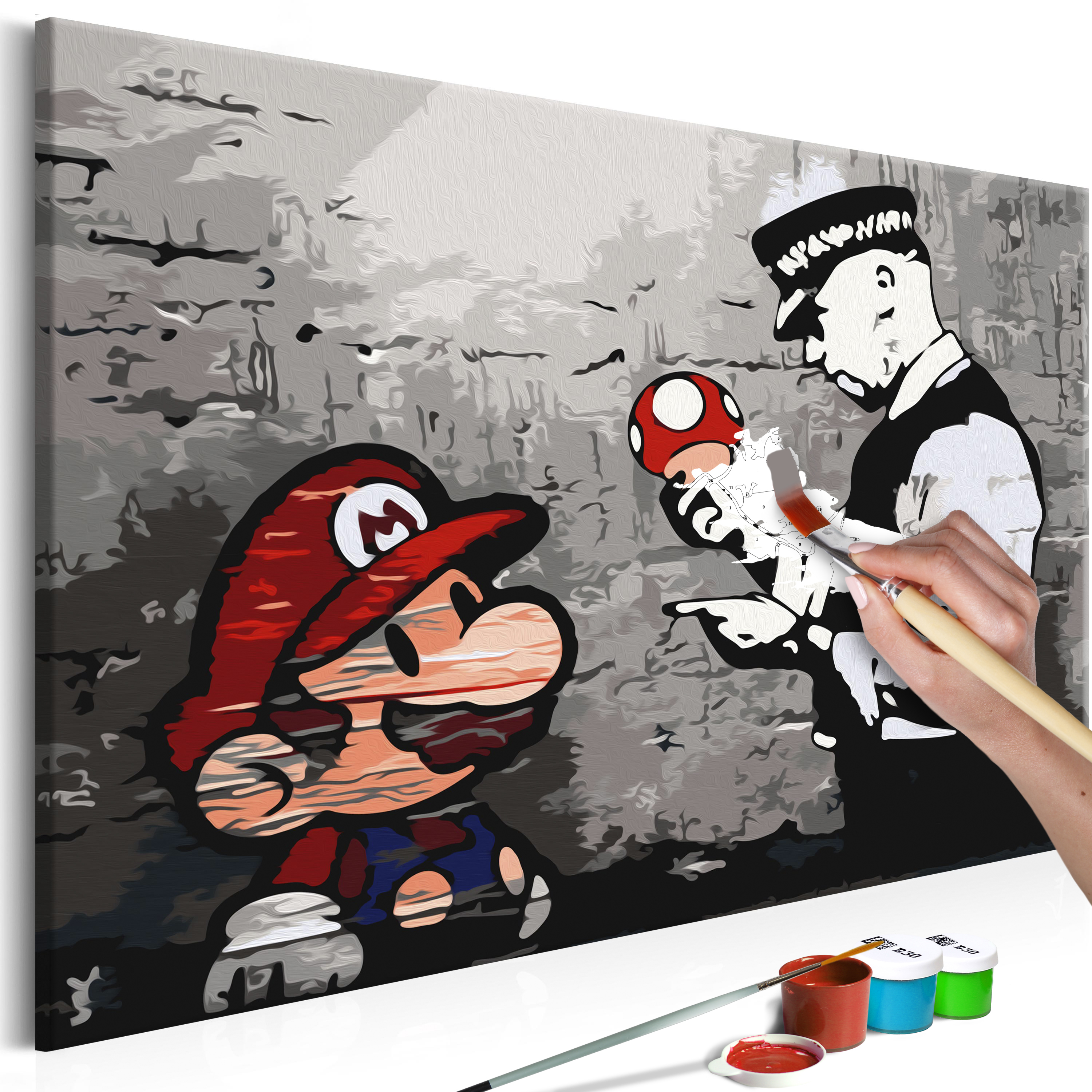 DIY canvas painting - Mario (Banksy) - 60x40