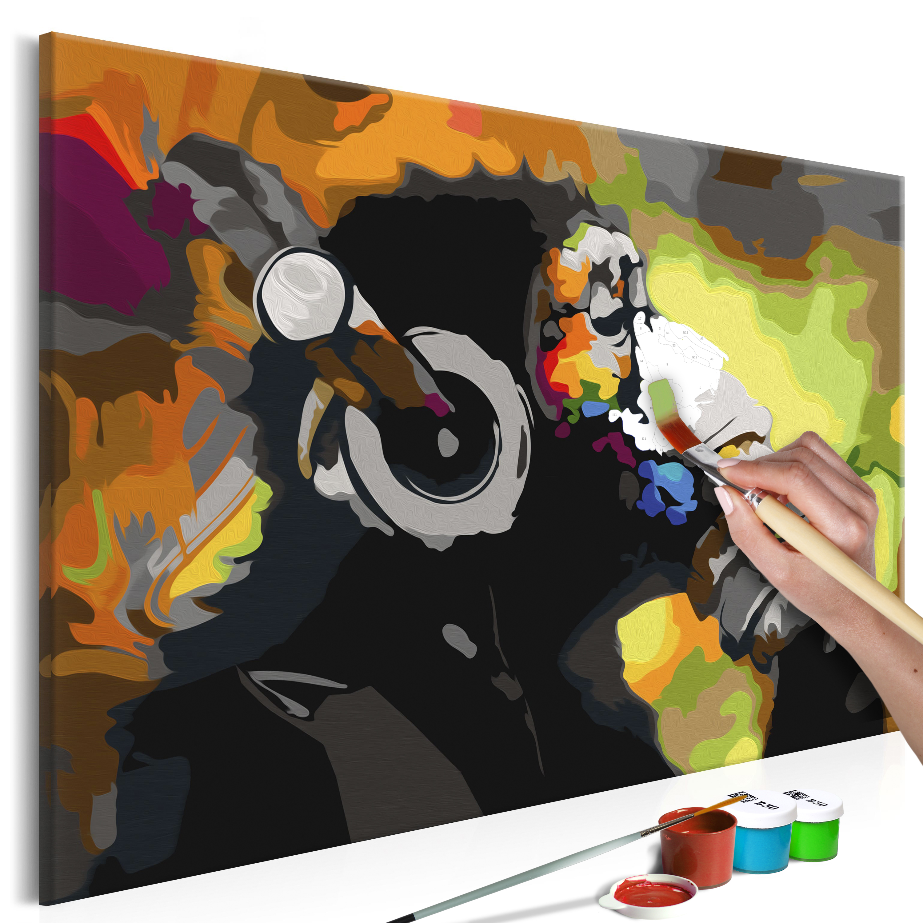 DIY canvas painting - Monkey In Headphones (Multi Colour) - 60x40