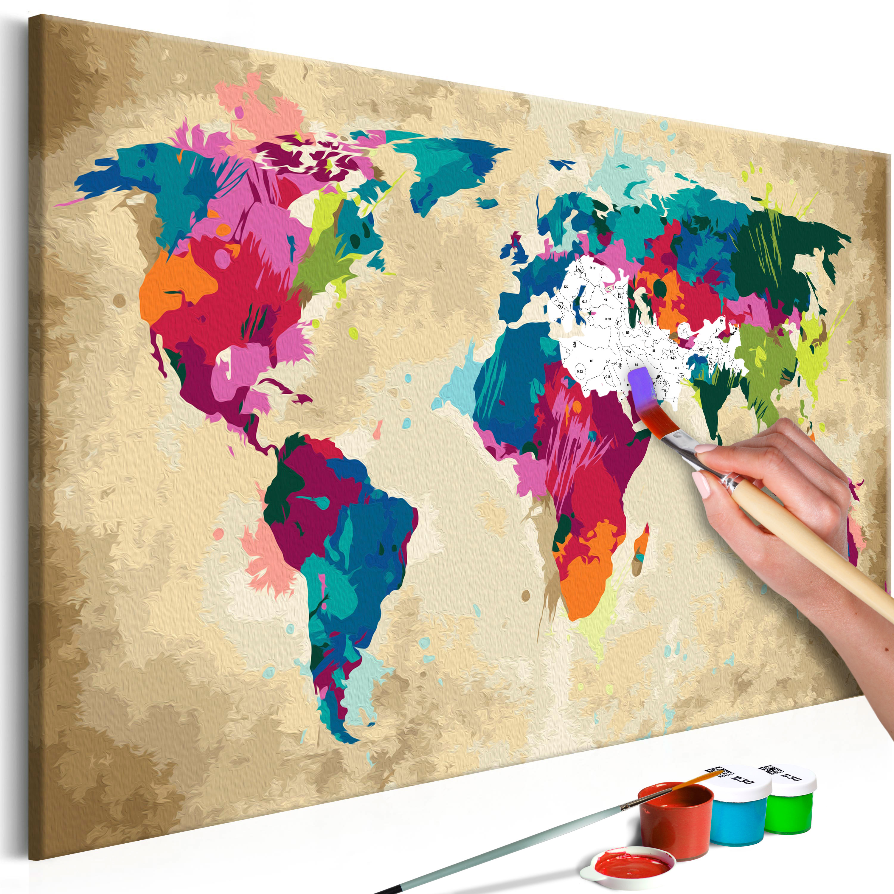 DIY canvas painting - World Map (Colourful) - 60x40
