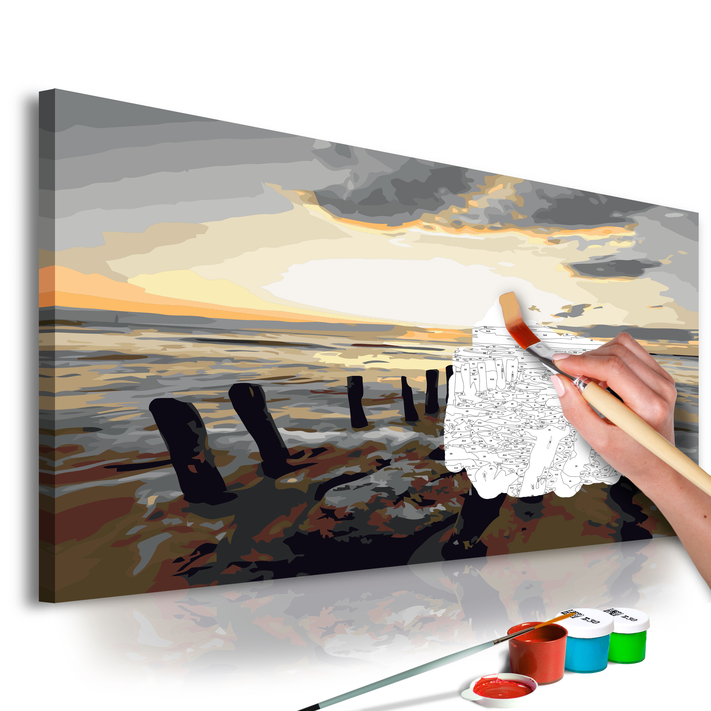 Malset mit Holzrahmen 60x40 Leinwand Erwachsene Gemälde Kit DIY n-A-0257-d-a 