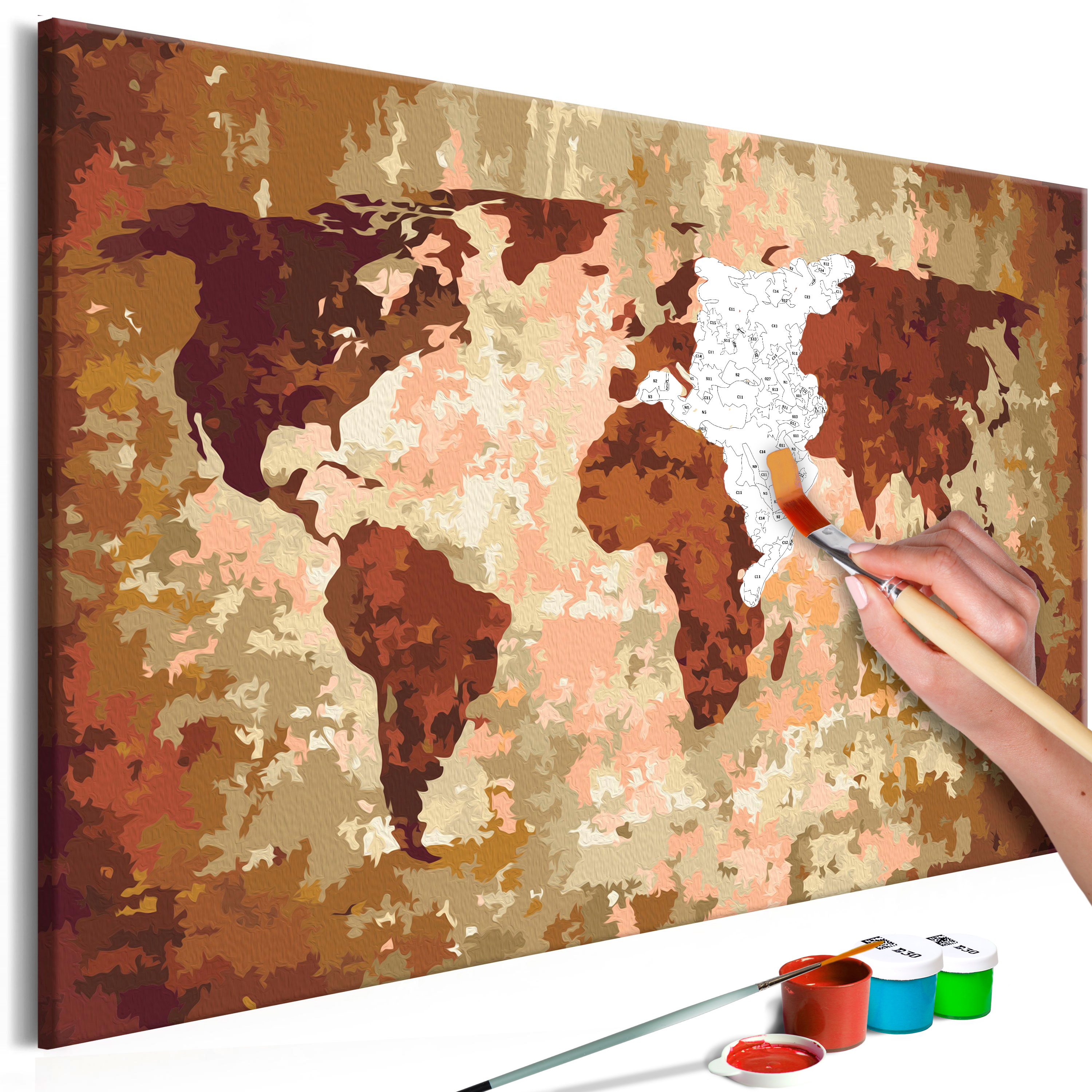 DIY canvas painting - World Map (Earth Colours) - 60x40