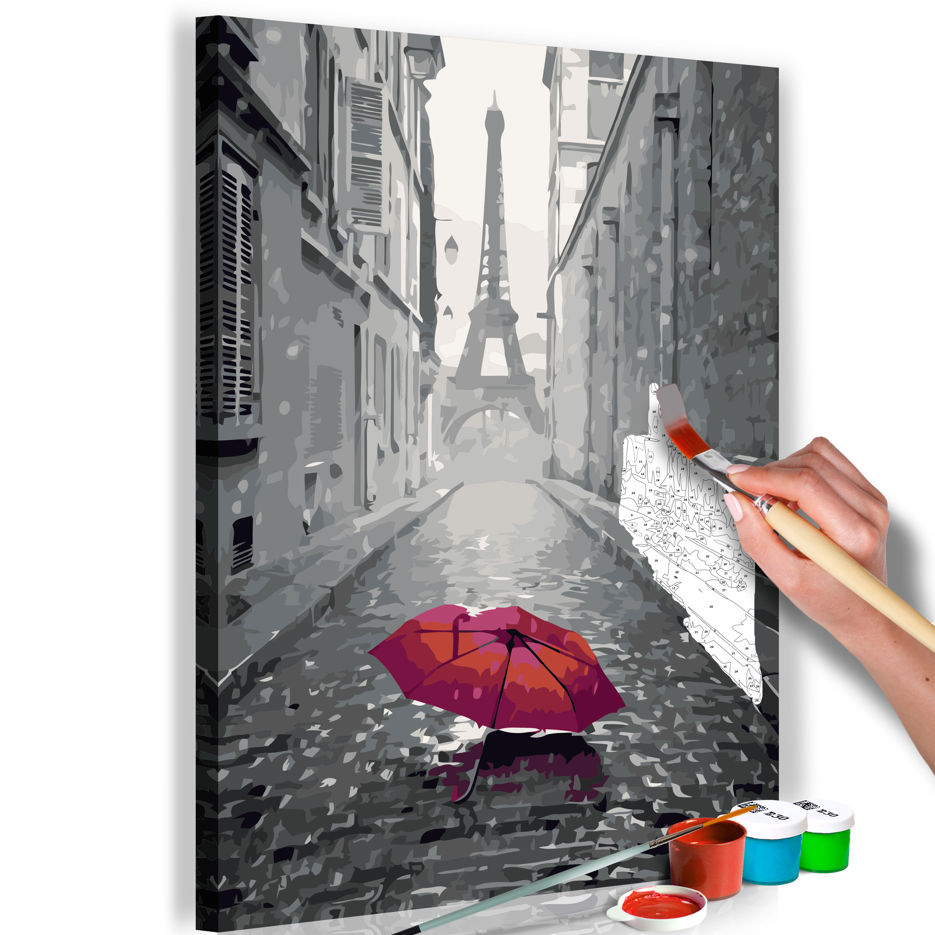 DIY canvas painting - Paris (Red Umbrella) - 40x60