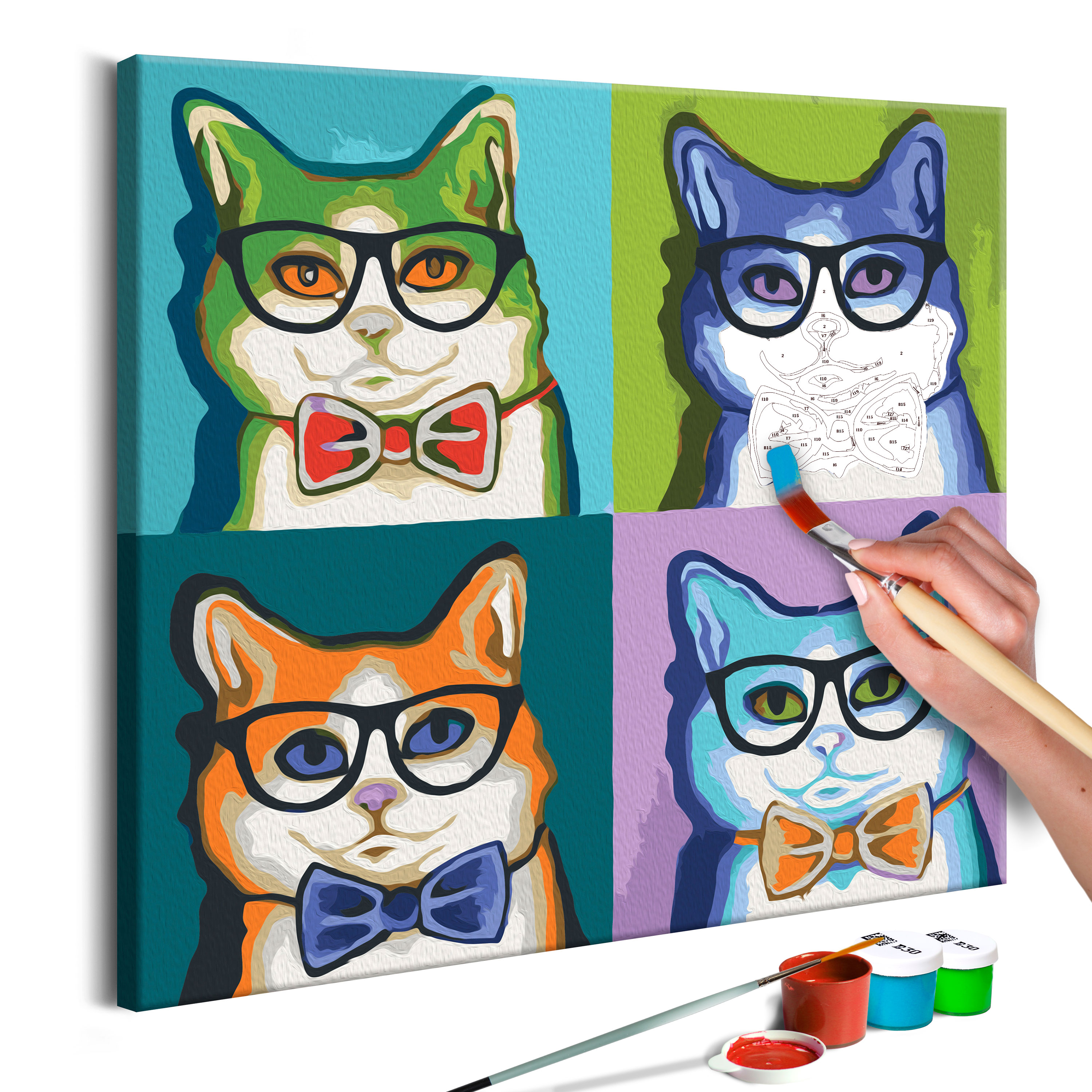 DIY canvas painting - Cats With Glasses - 40x40