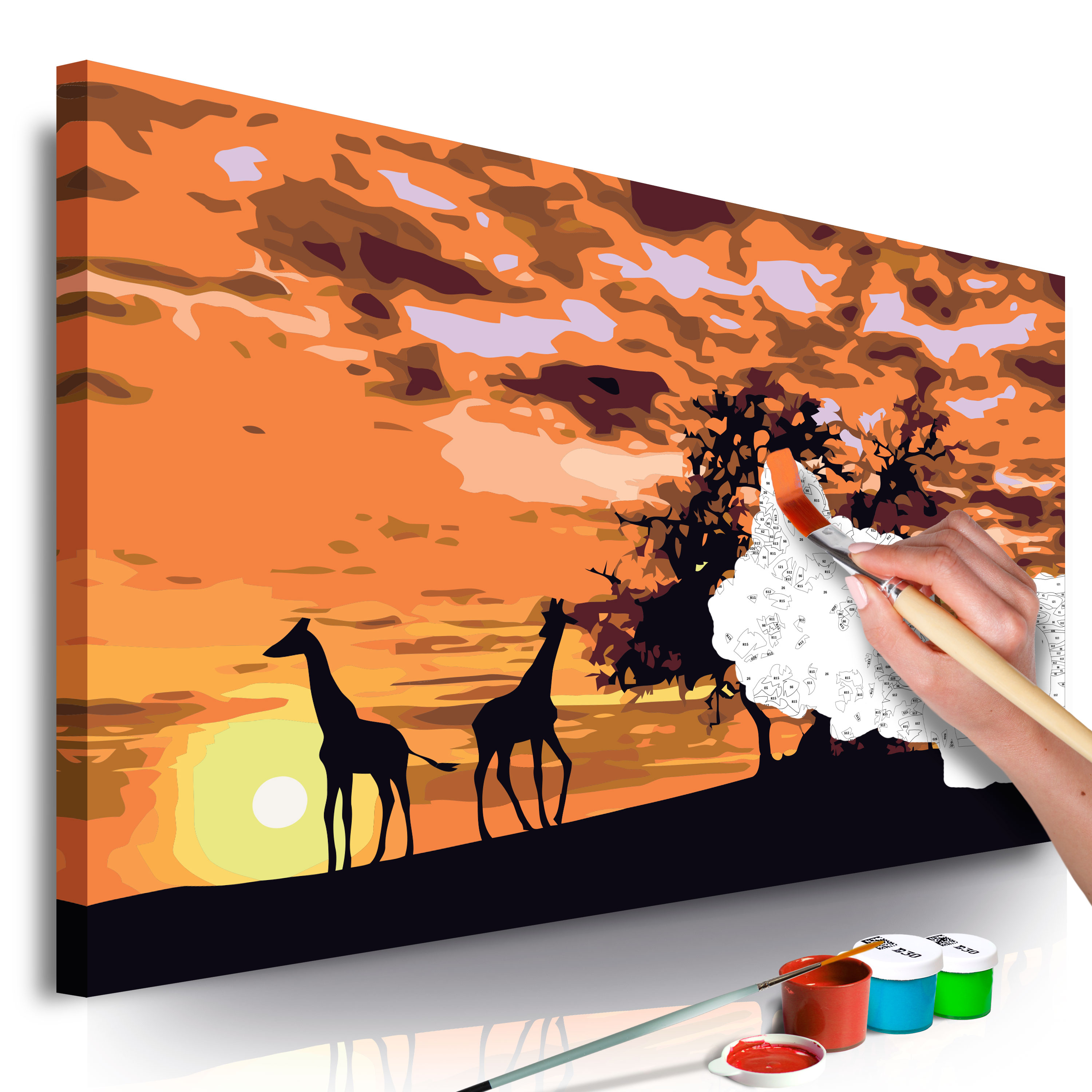 DIY canvas painting - Savannah (Giraffes & Elephants) - 60x40