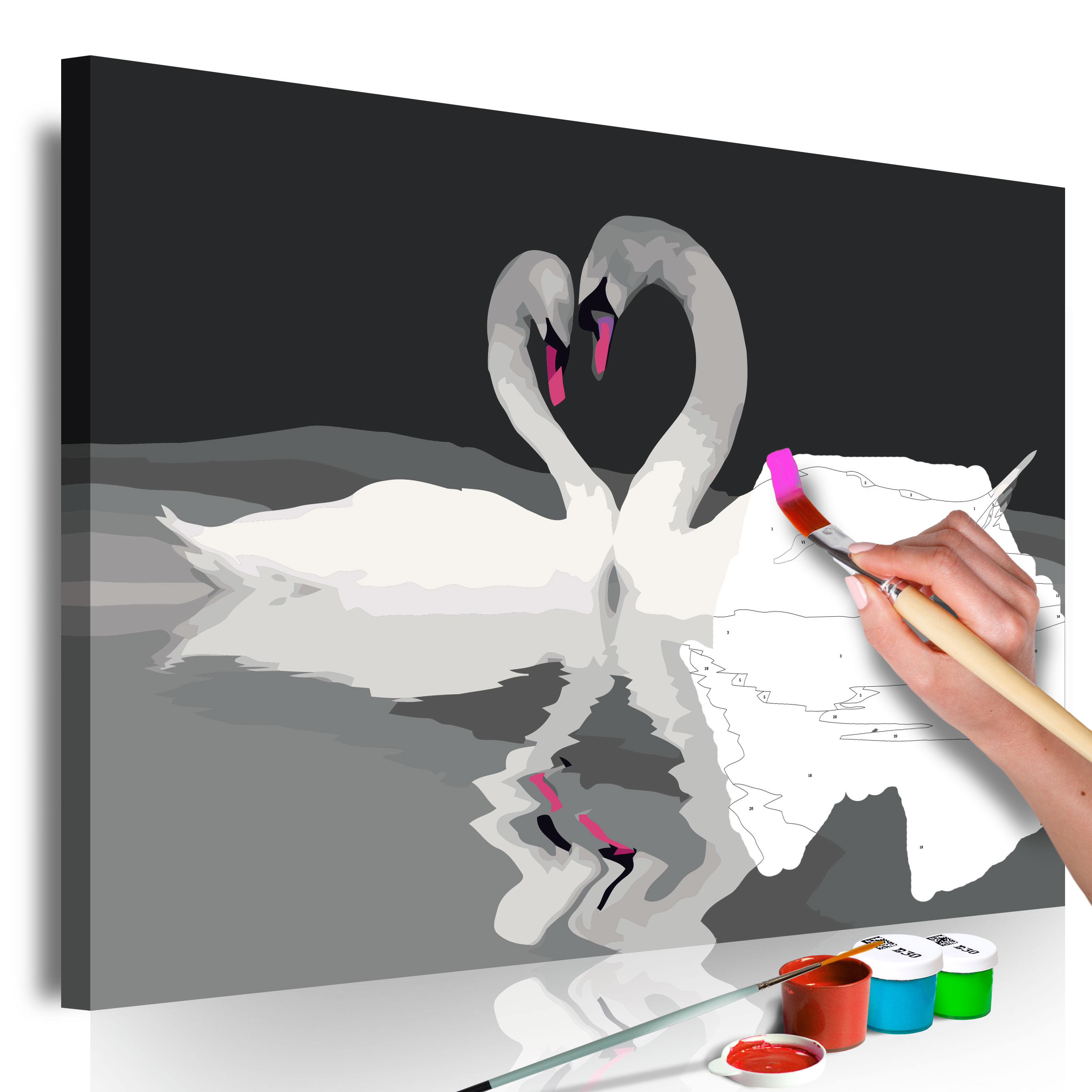 DIY canvas painting - Swan Couple - 60x40