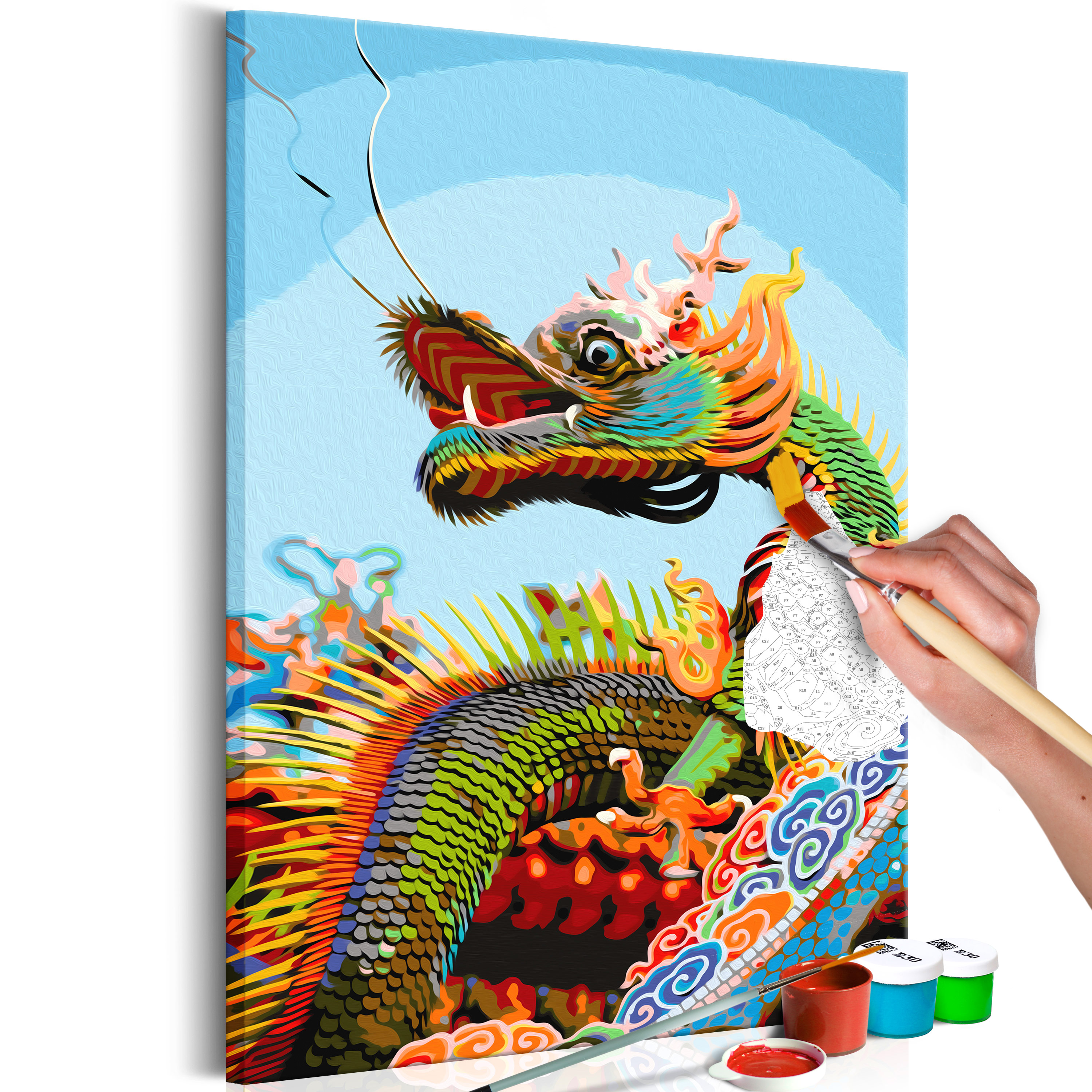 DIY canvas painting - Colourful Dragon - 40x60