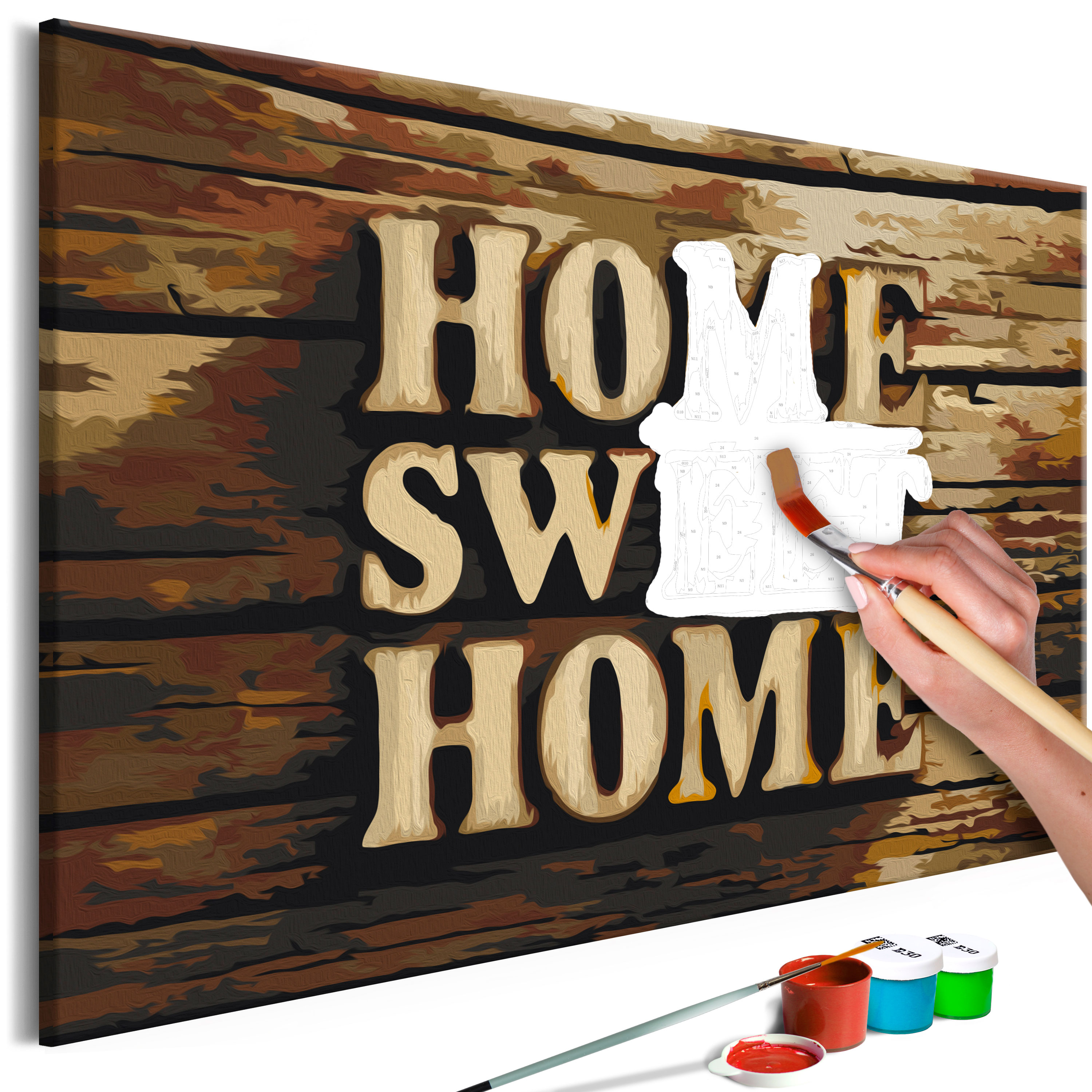 DIY canvas painting - Wooden Home - 60x40