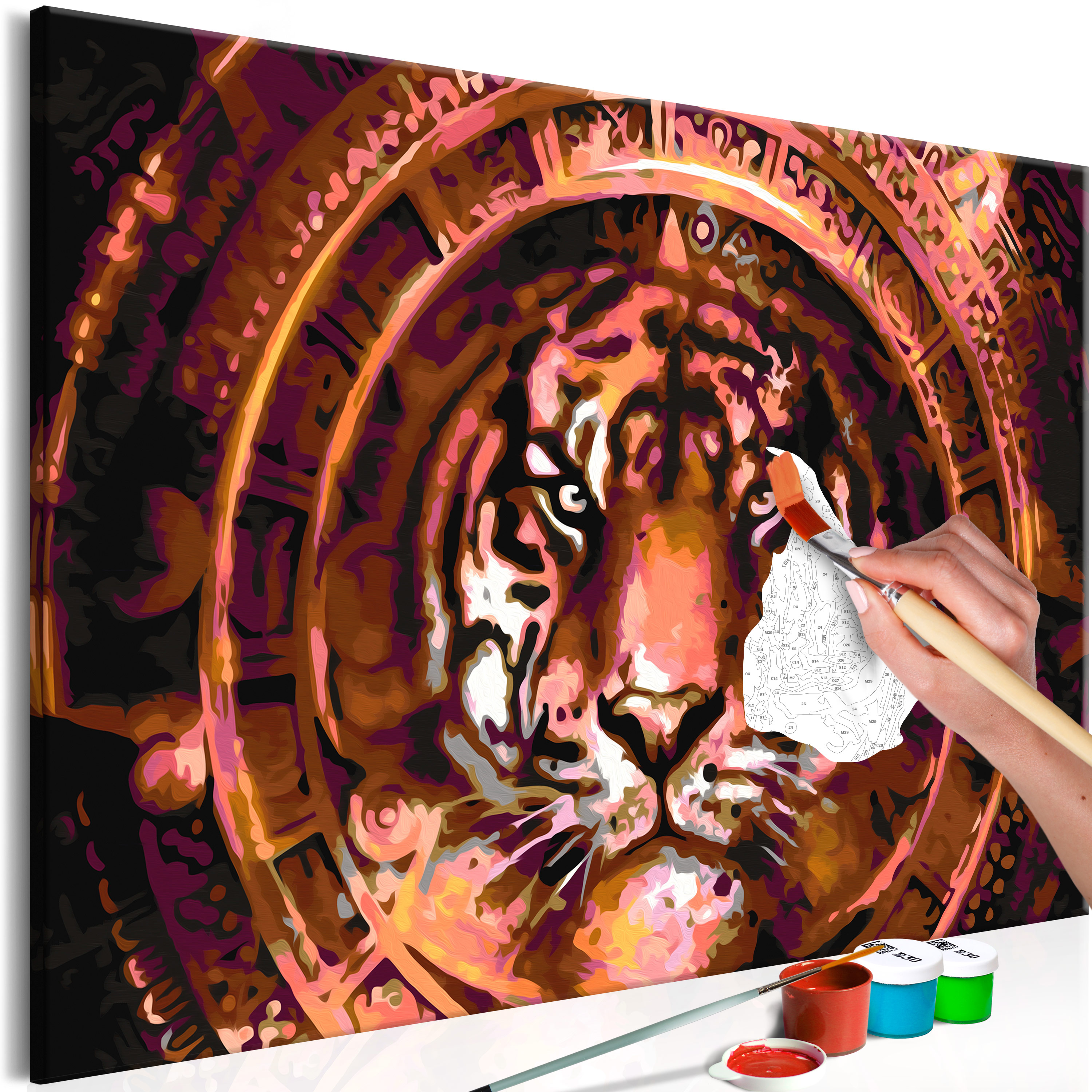 DIY canvas painting - Tiger and Ornaments - 60x40