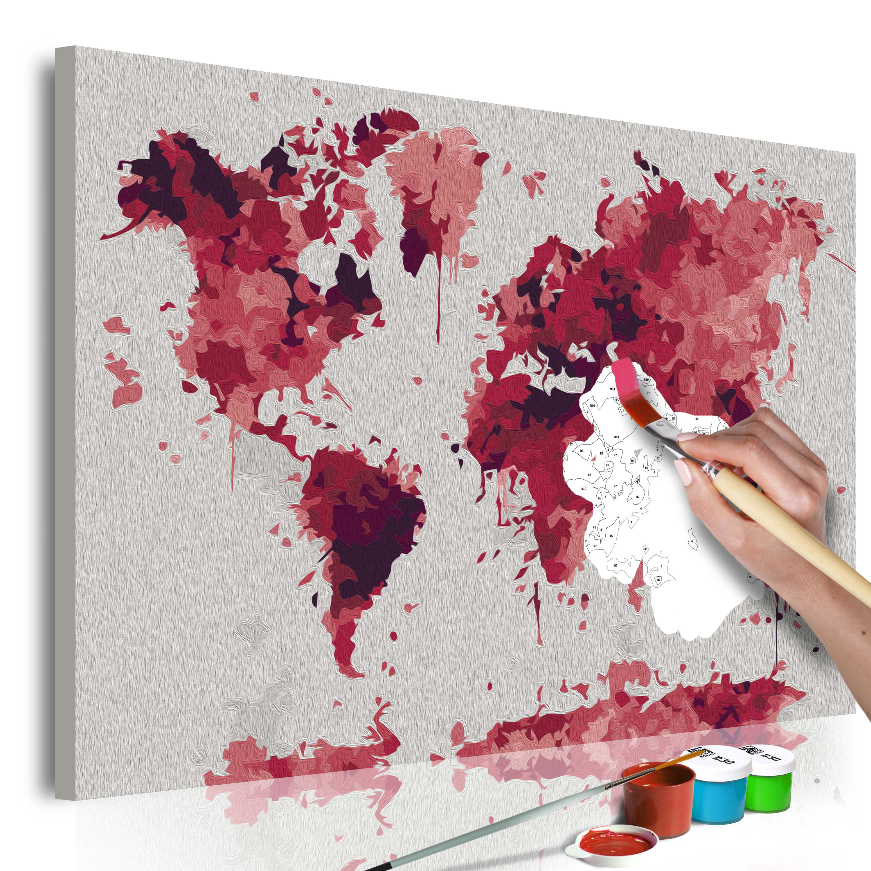 DIY canvas painting - Watercolor Map - 60x40
