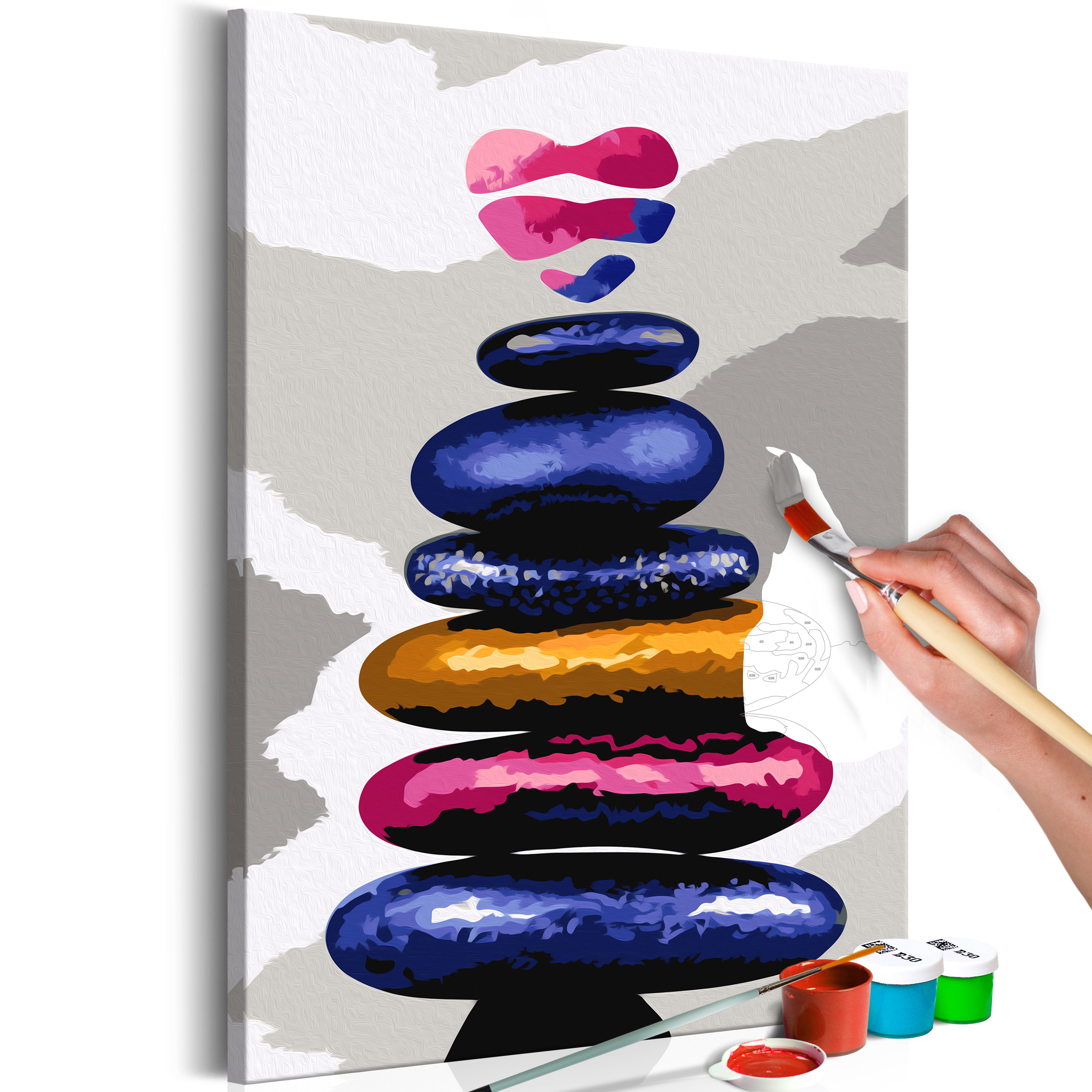 DIY canvas painting - Colored Pebbles - 40x60