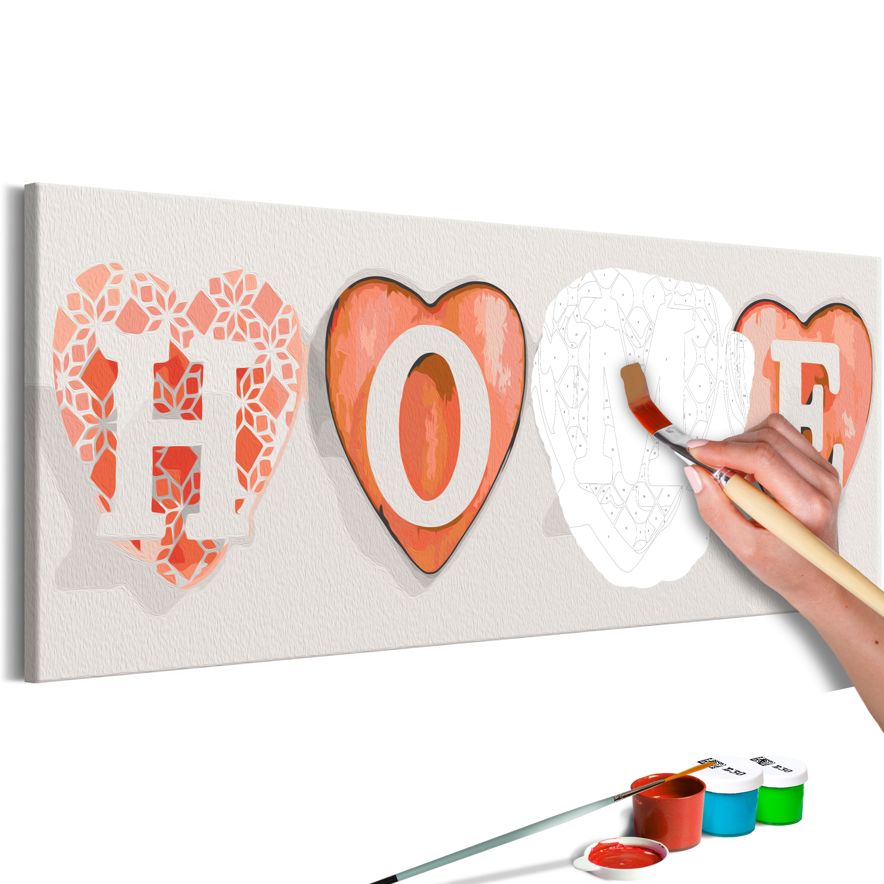 DIY canvas painting - Four Hearts - 90x30