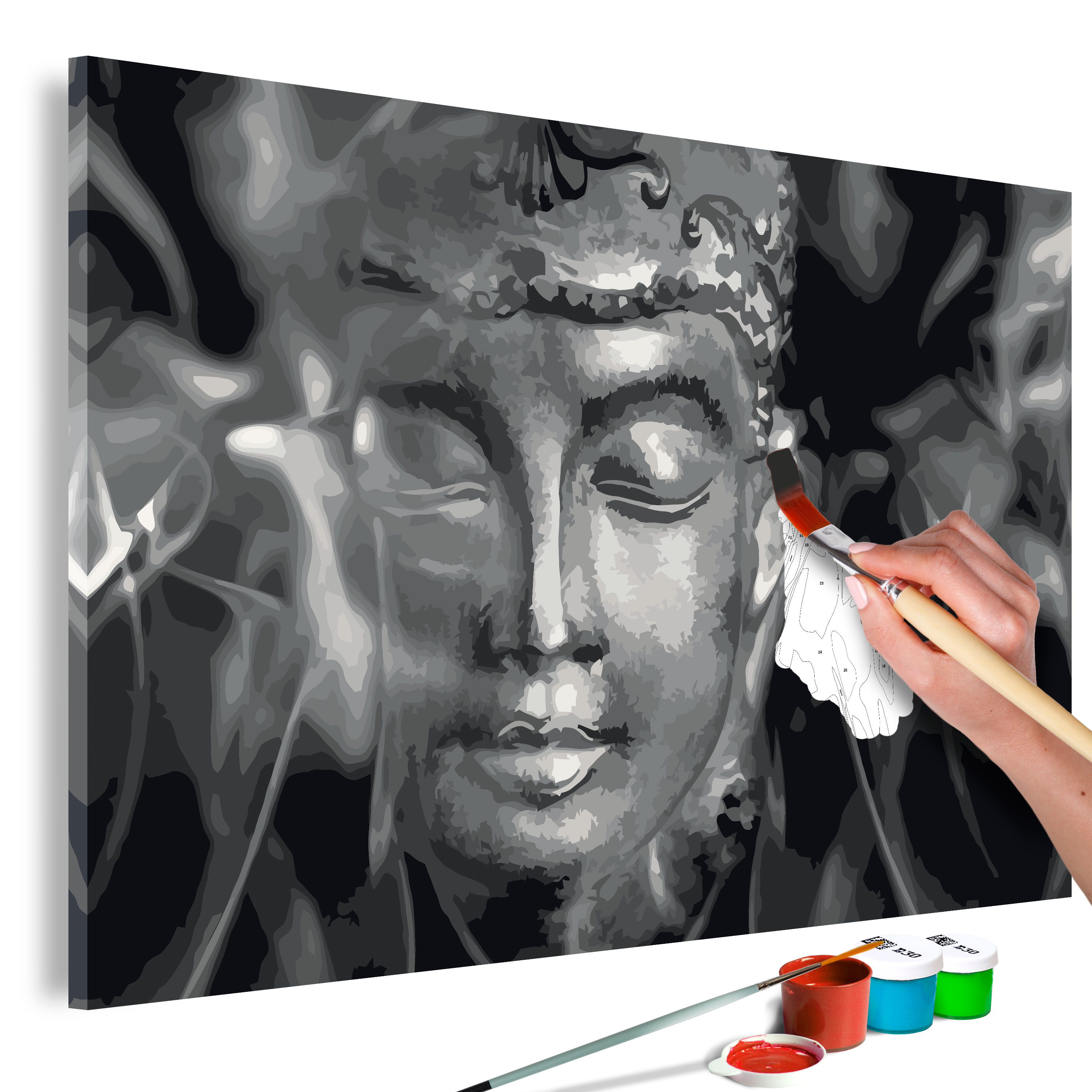 DIY canvas painting - Buddha in Black and White - 60x40