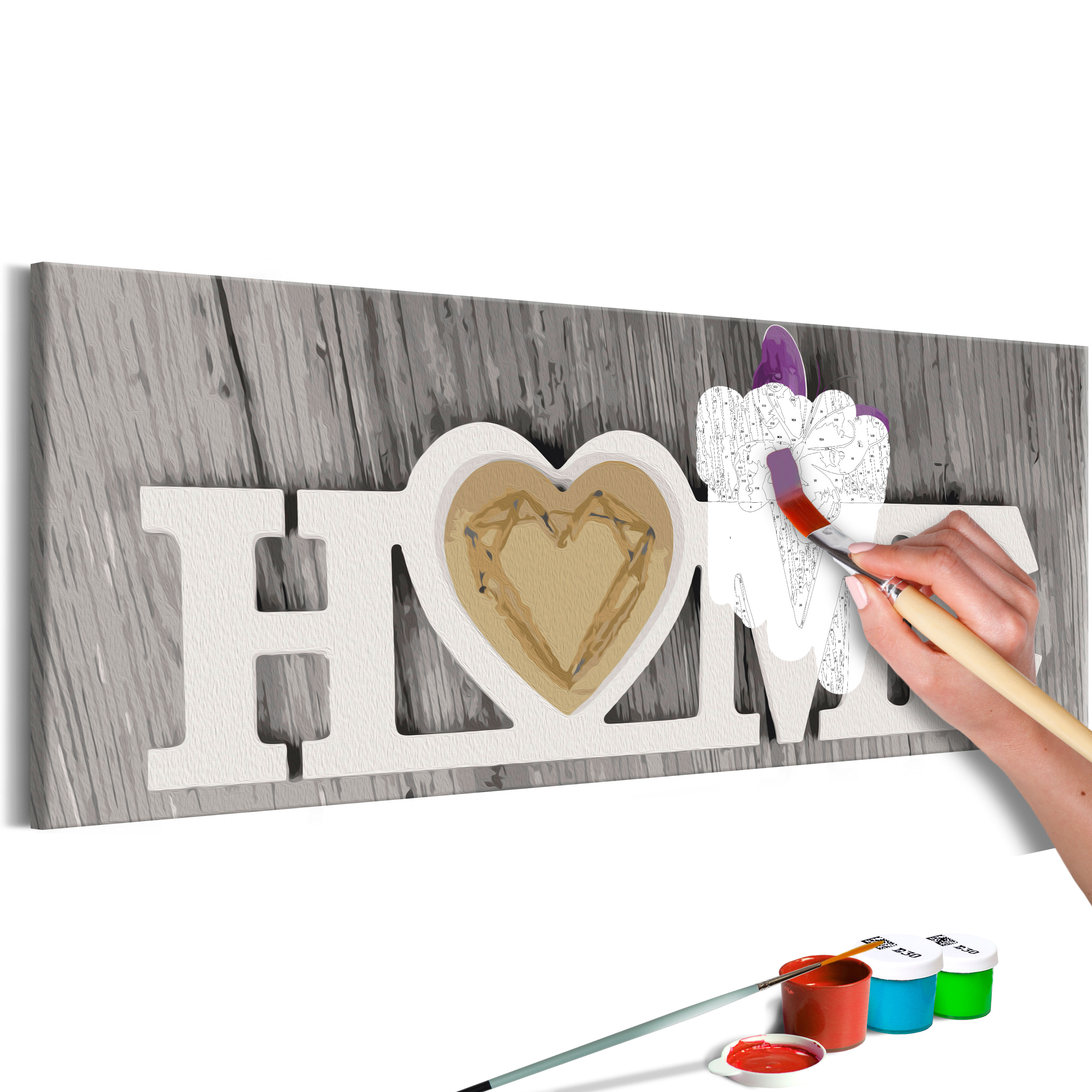 DIY canvas painting - Home and Butterfly - 90x30