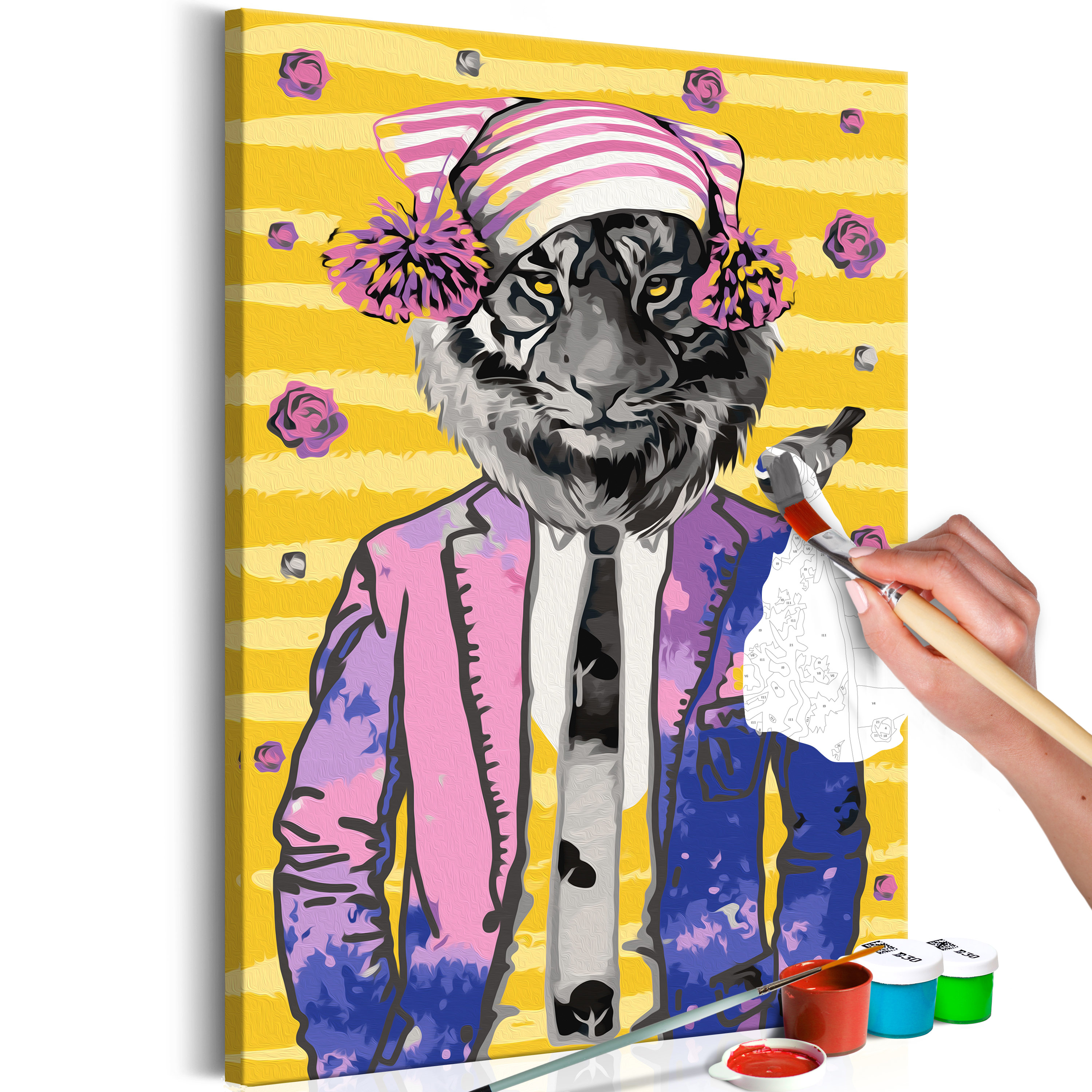 DIY canvas painting - Tiger in Hat - 40x60