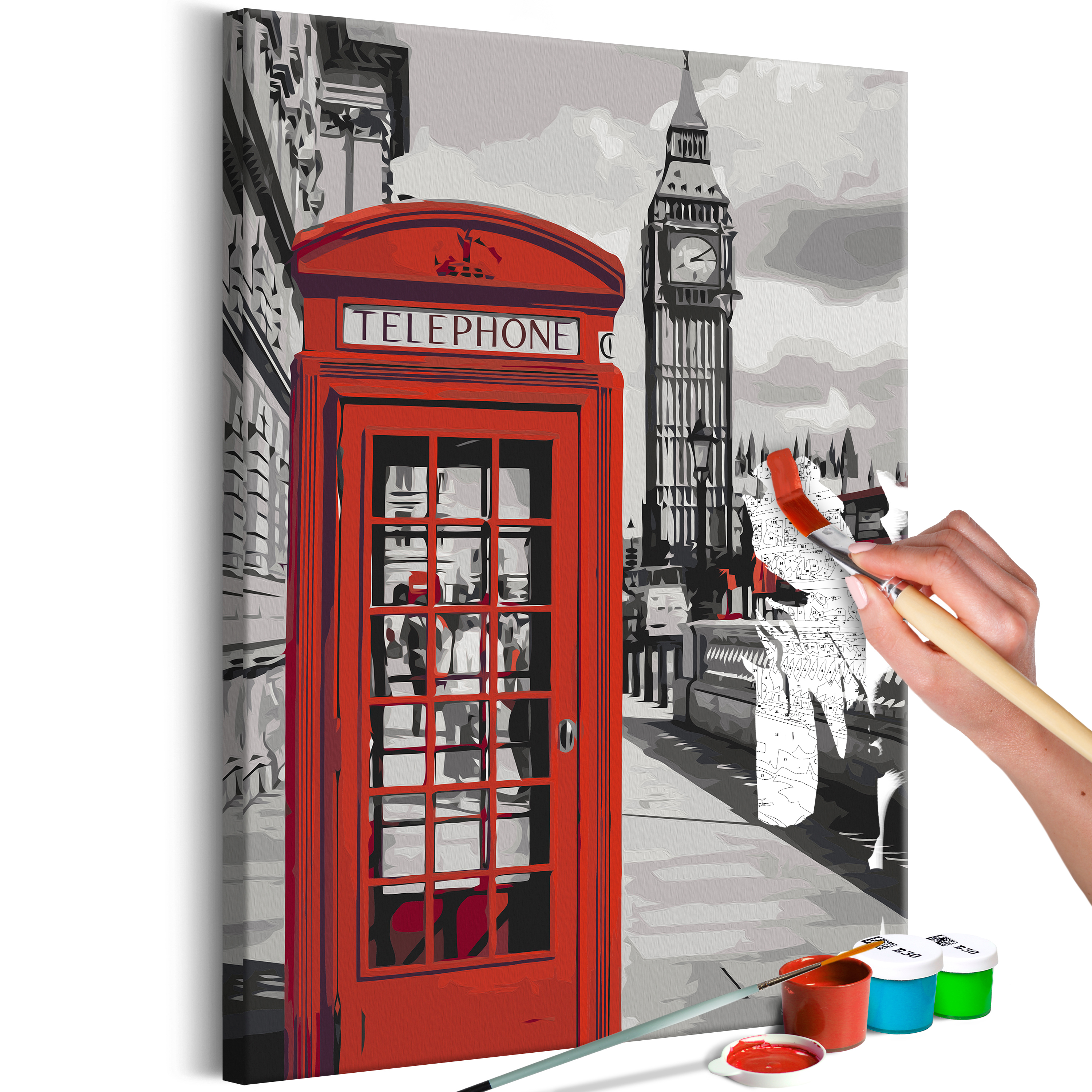 DIY canvas painting - Telephone Booth - 40x60