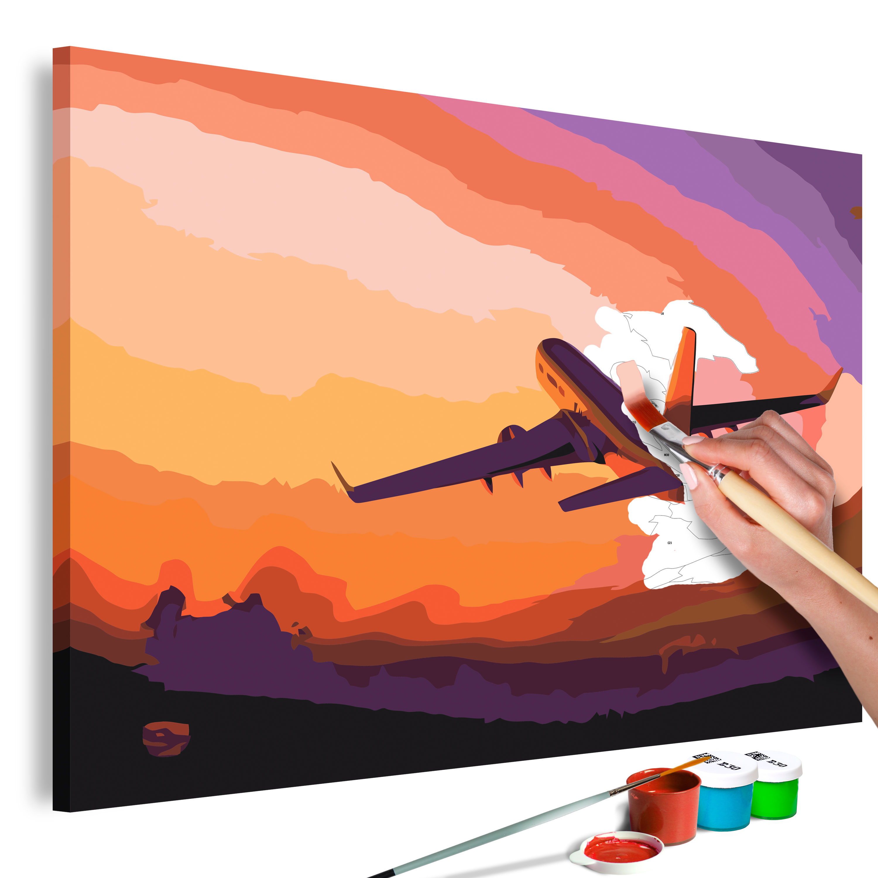 DIY canvas painting - Plane in the Sky - 60x40