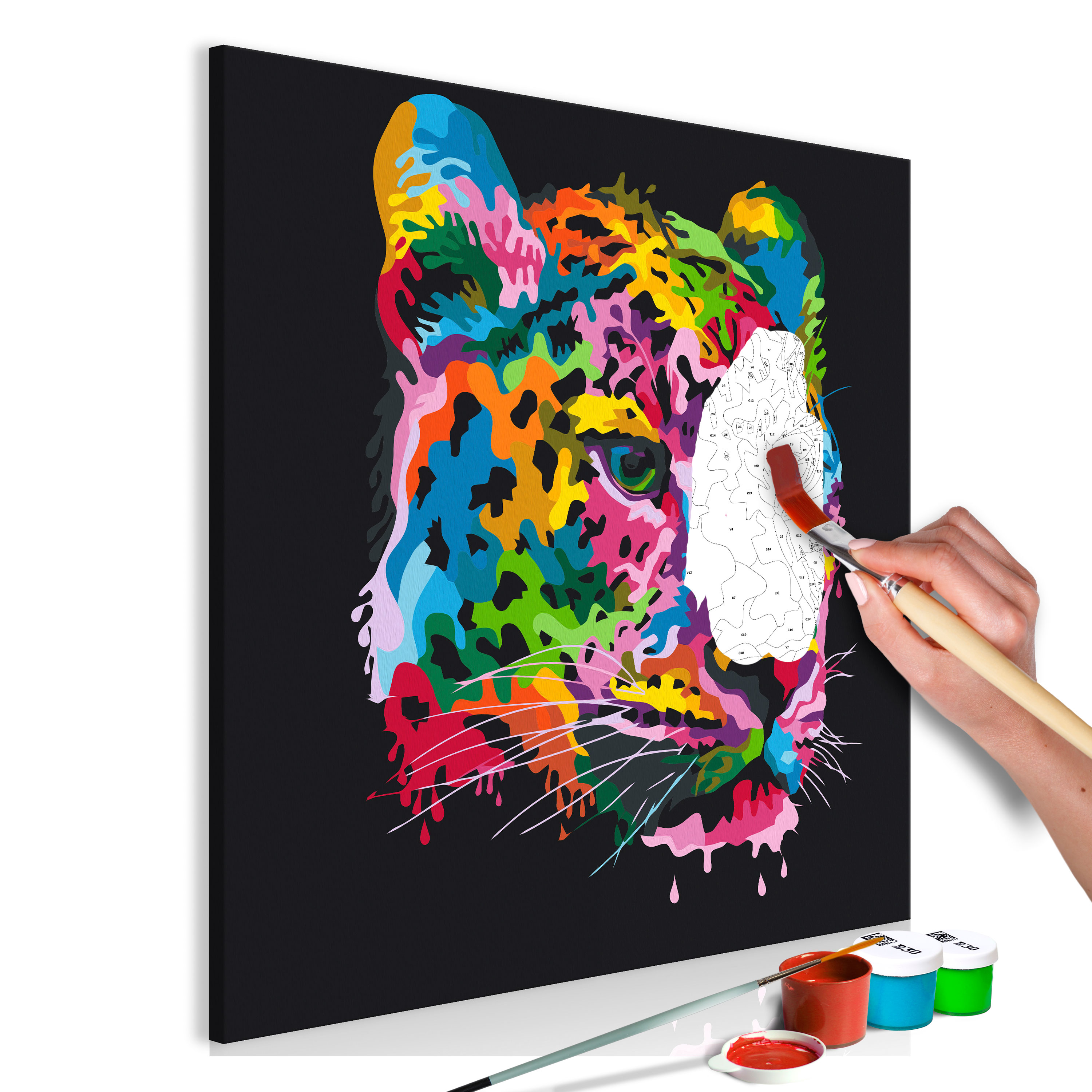 DIY canvas painting - Colourful Leopard - 60x60