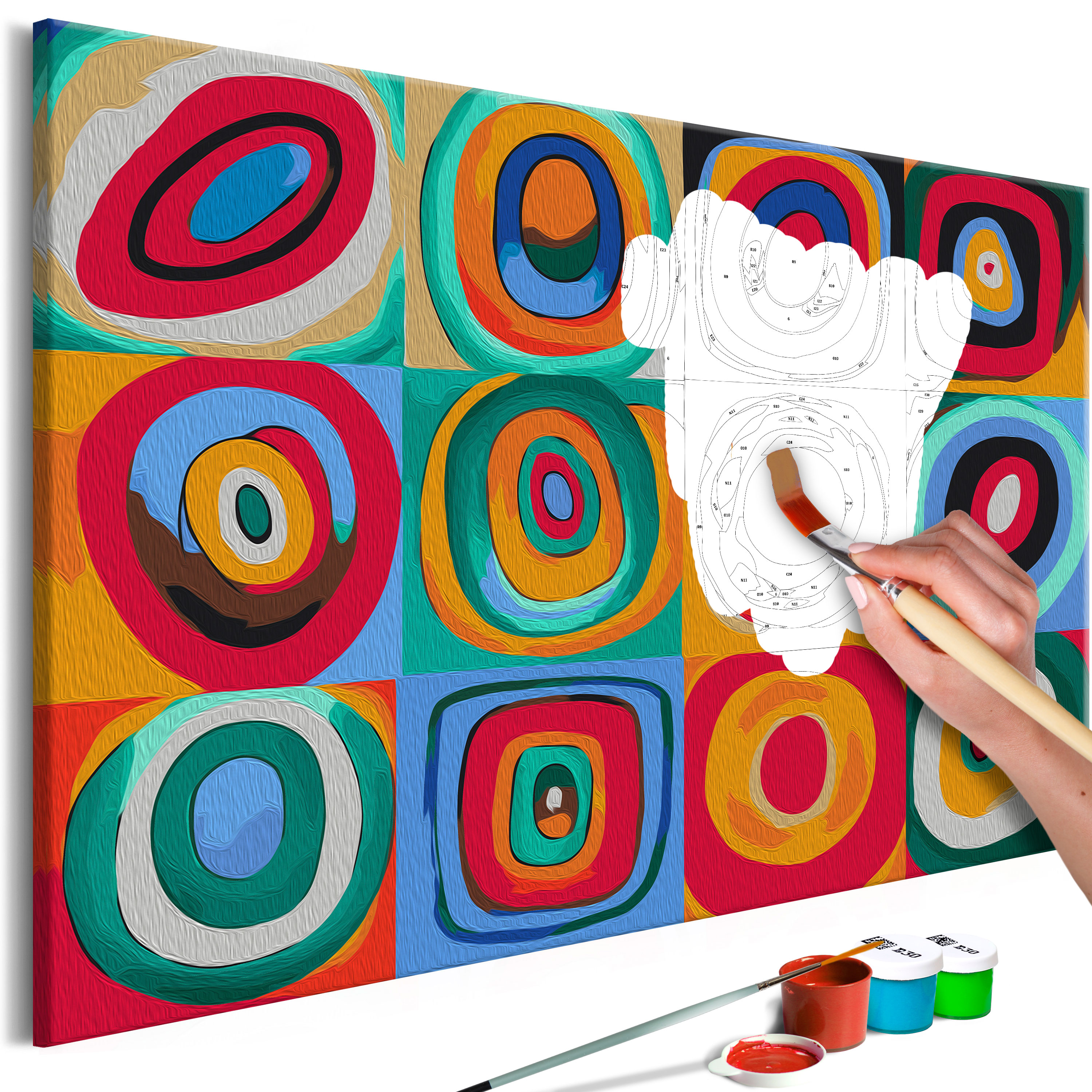 DIY canvas painting - Colourful Rings - 60x40