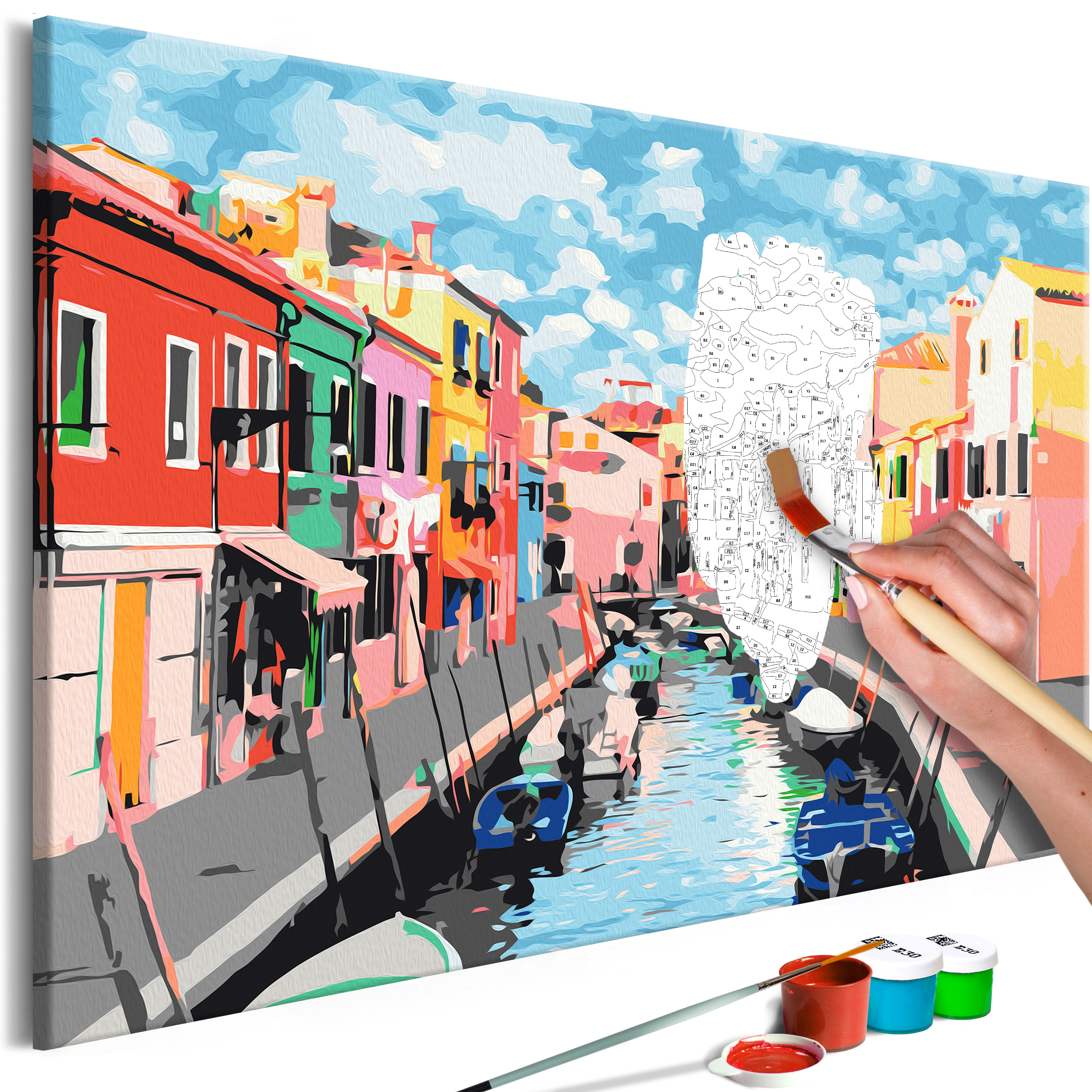 DIY canvas painting - Houses in Burano - 60x40