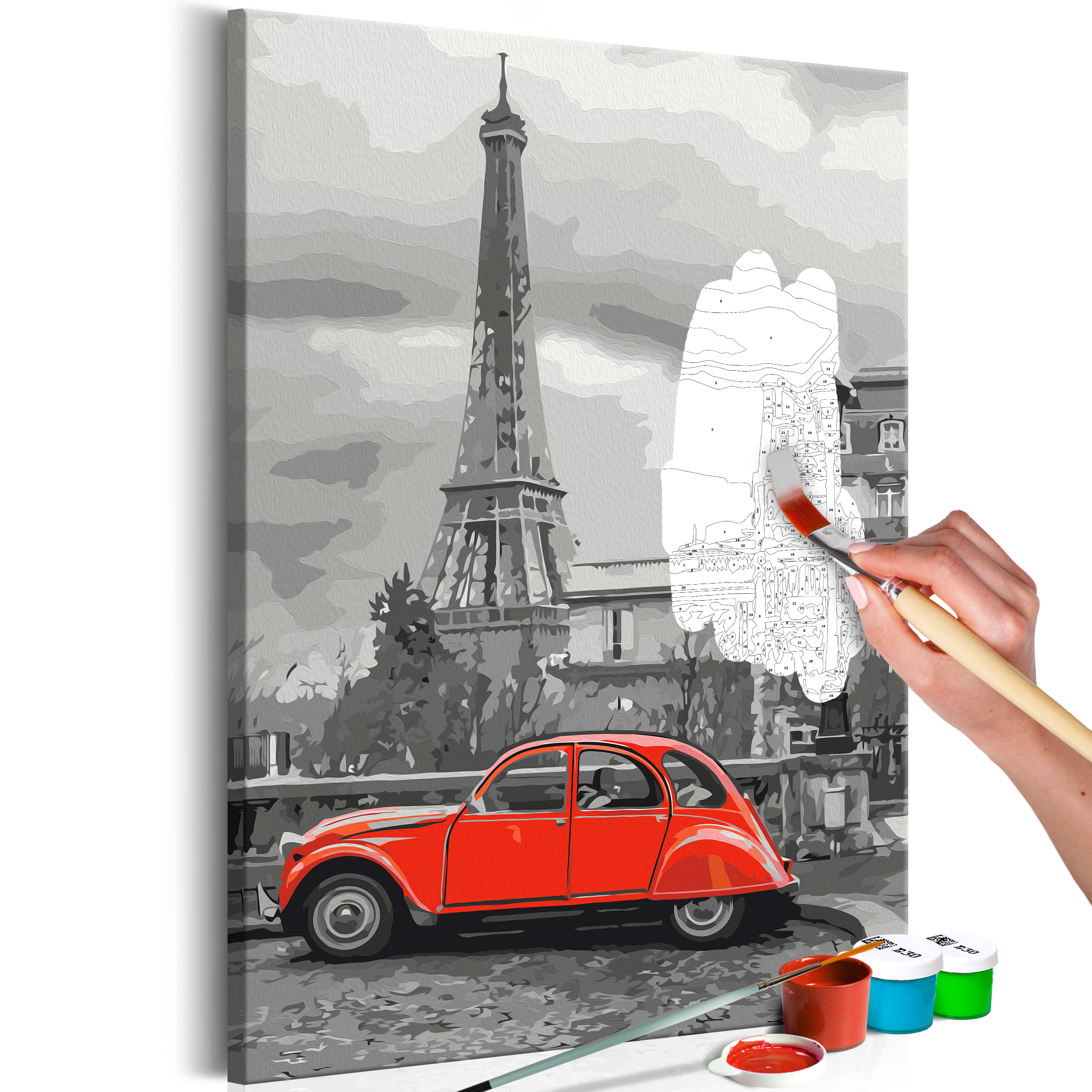 DIY canvas painting - Car in Paris - 40x60