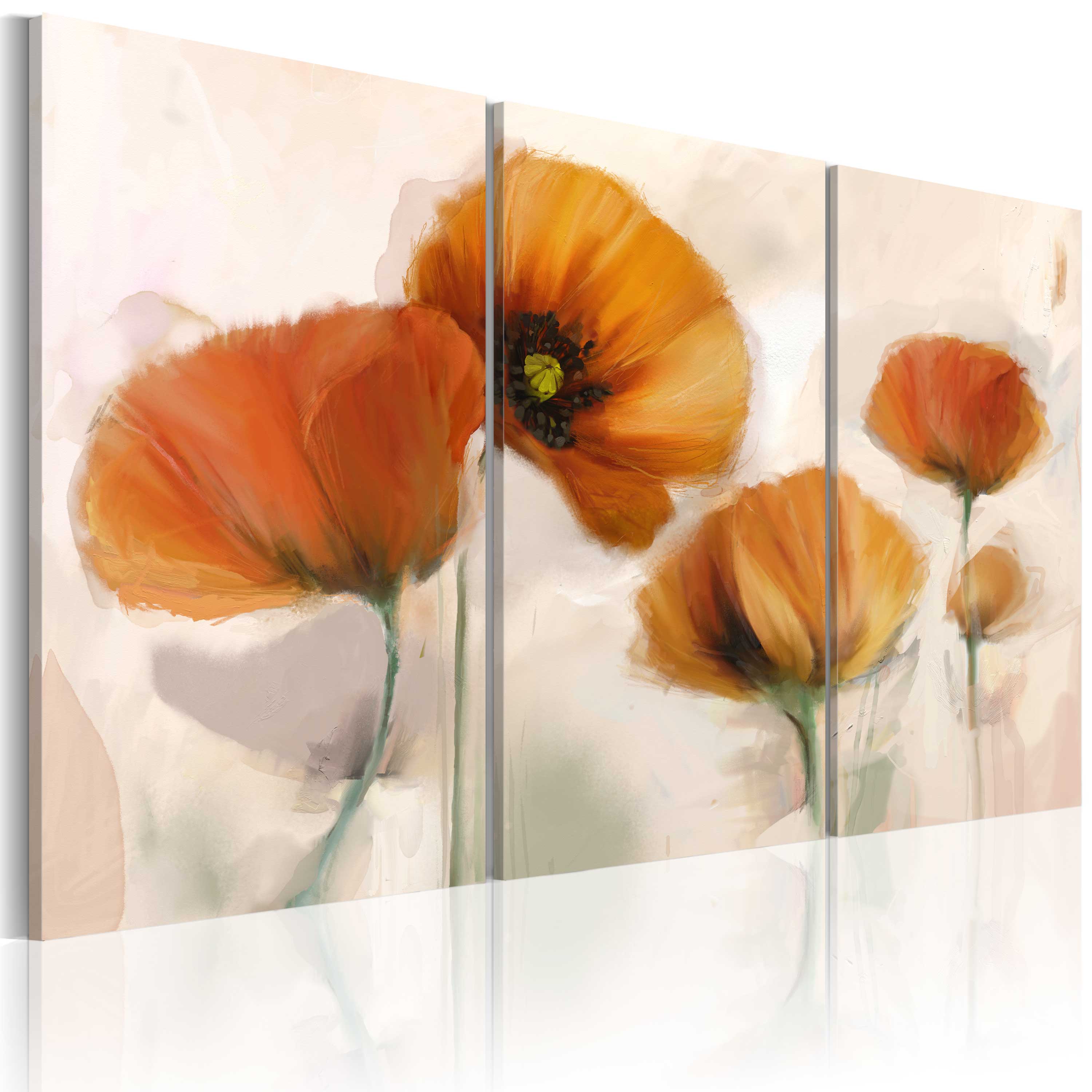 Canvas Print - Artistic poppies - triptych - 90x60
