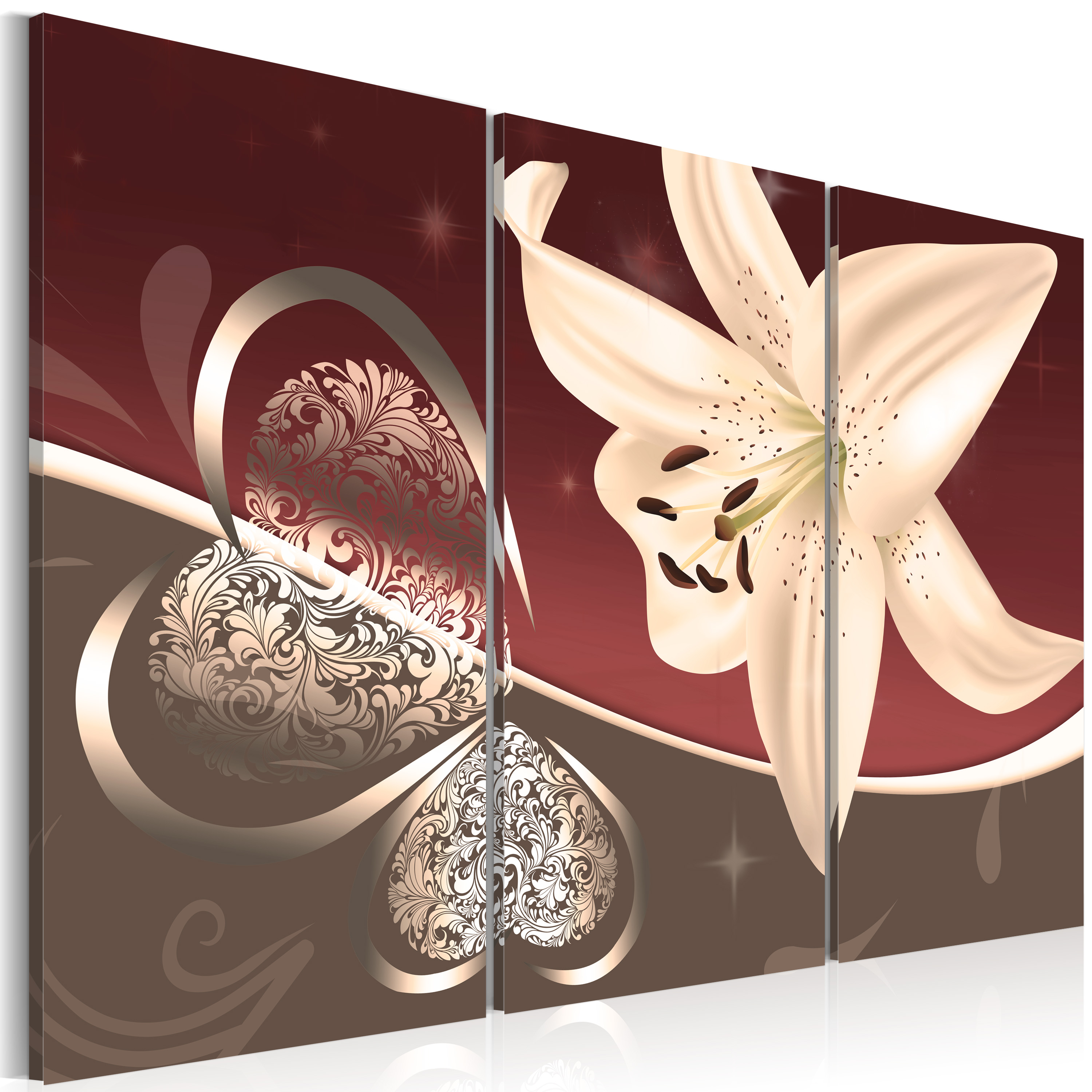 Canvas Print - Abstraction with lily - triptych - 90x60