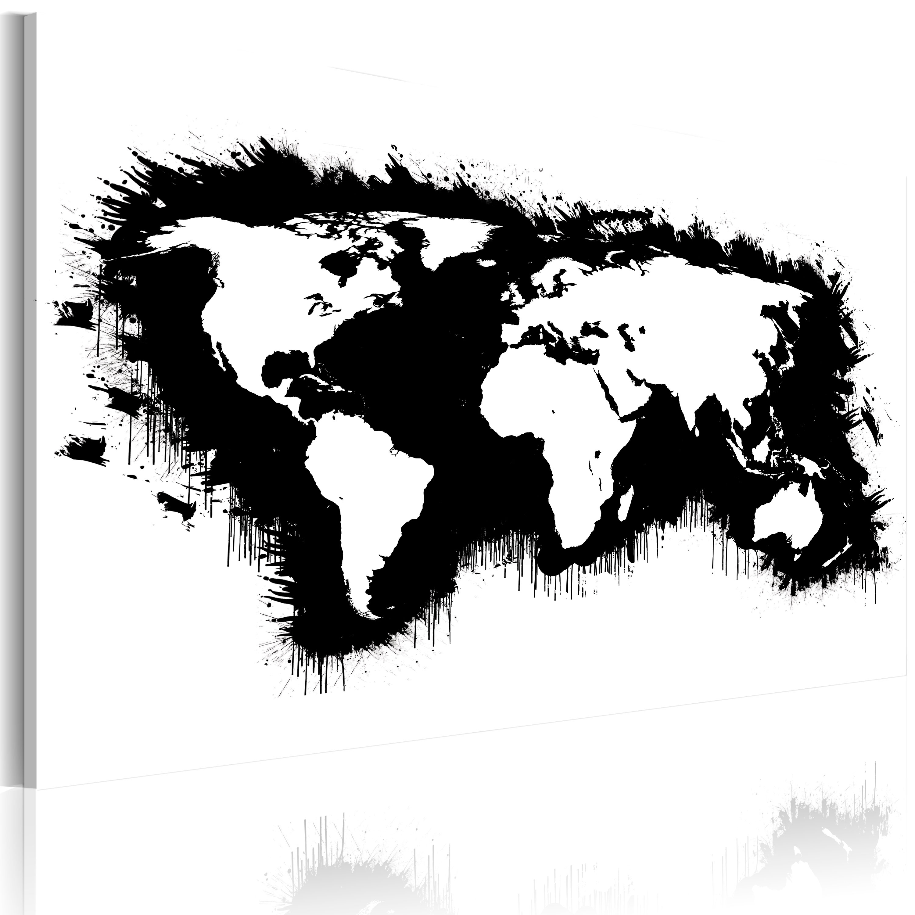 Canvas Print - Monochromatic map of the World - 90x60