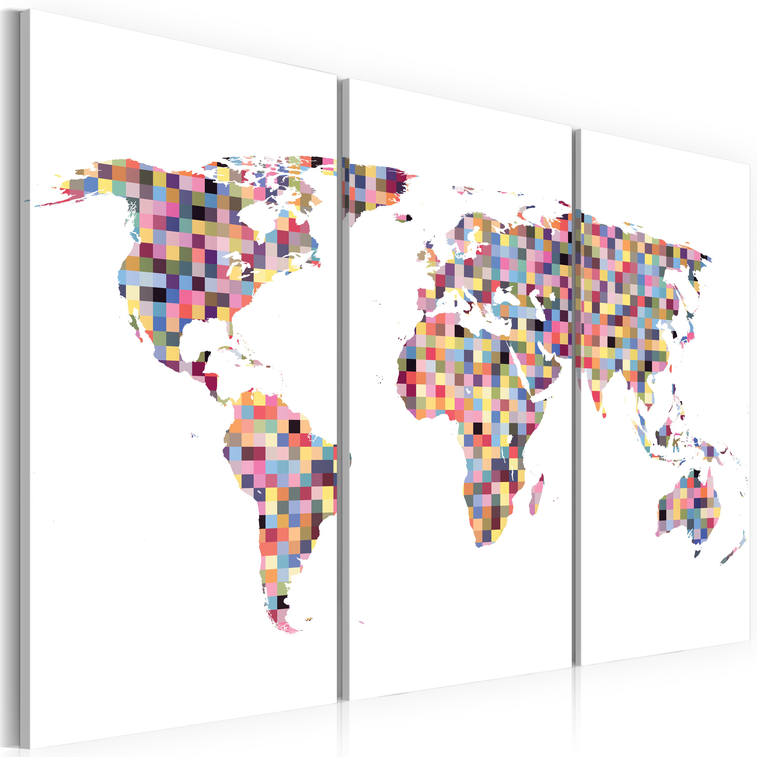 Canvas Print - Map of the World - pixels - triptych - 90x60