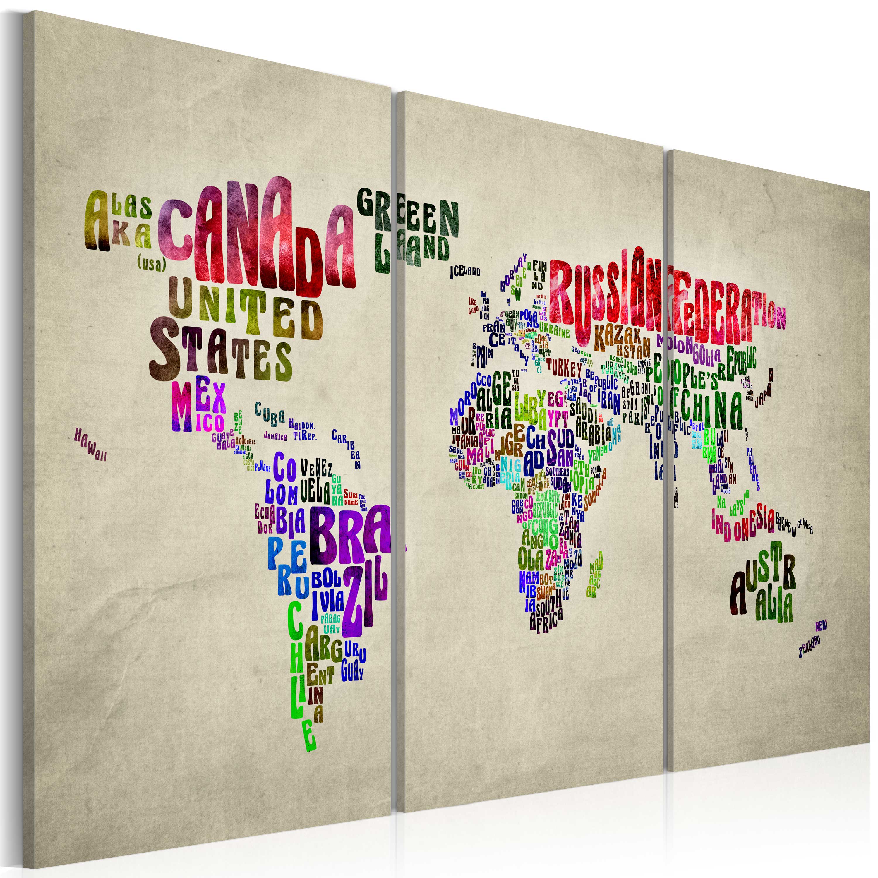 Canvas Print - Colorful countries - triptych - 120x80